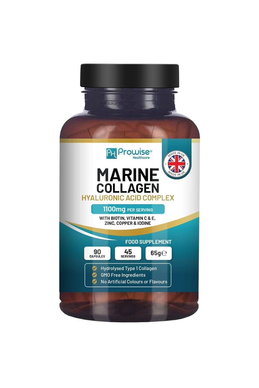 Marine Collagen Hyaluronic Acid Complex 90 Capsules I I Made UK