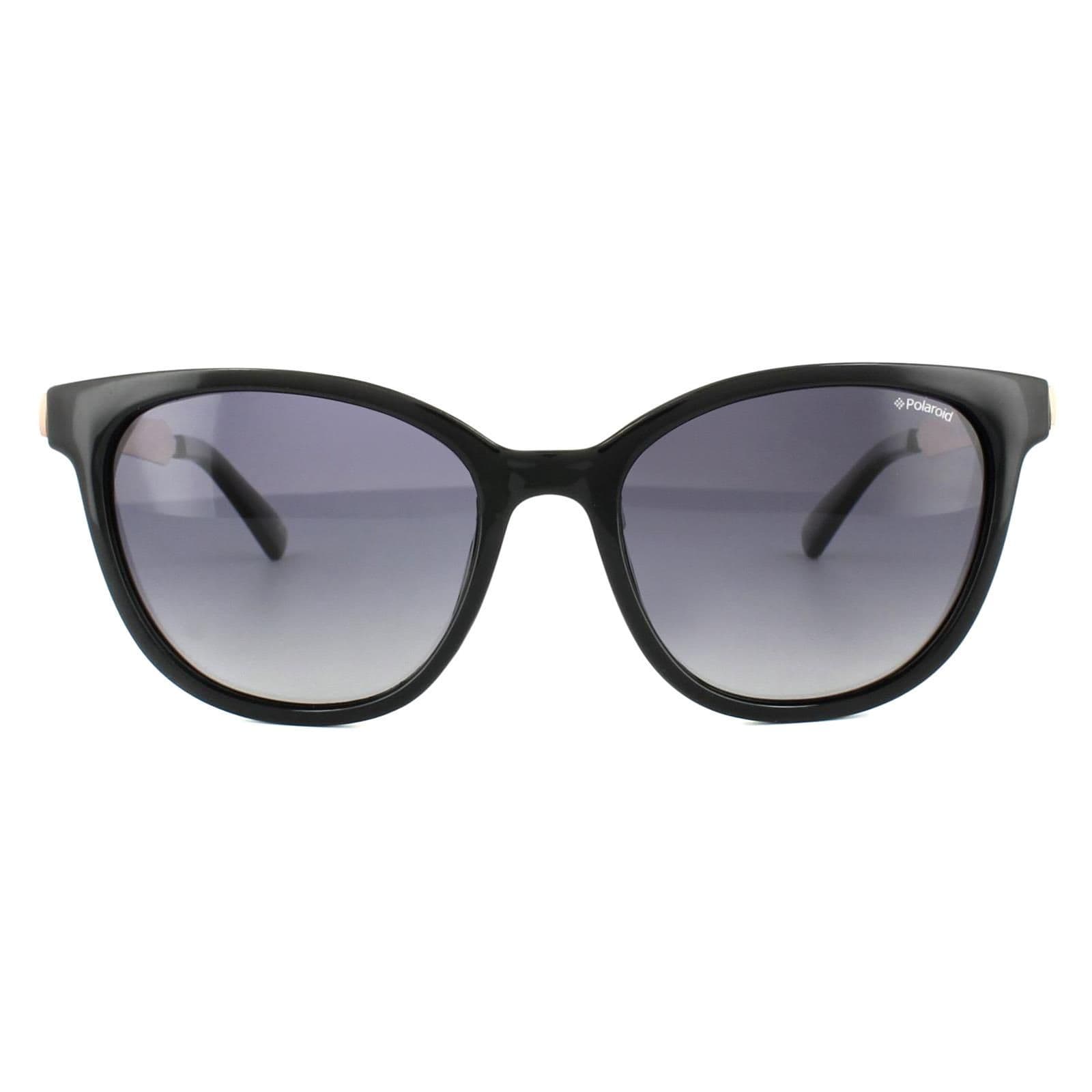 Cat Eye Black Rose Gold Grey Gradient Polarized Sunglasses