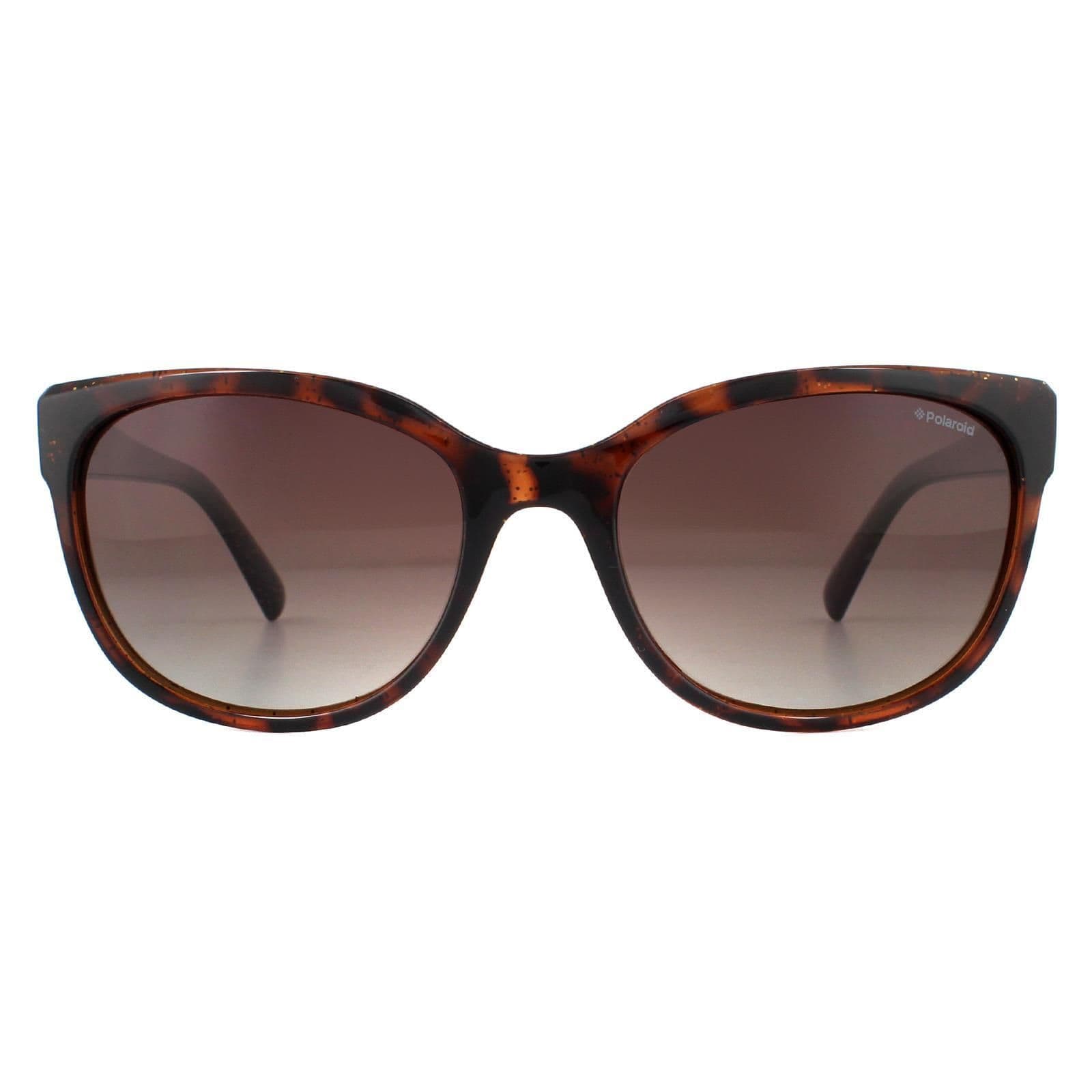 Cat Eye Dark Havana Glitter Brown Gradient Polarized Sunglasses