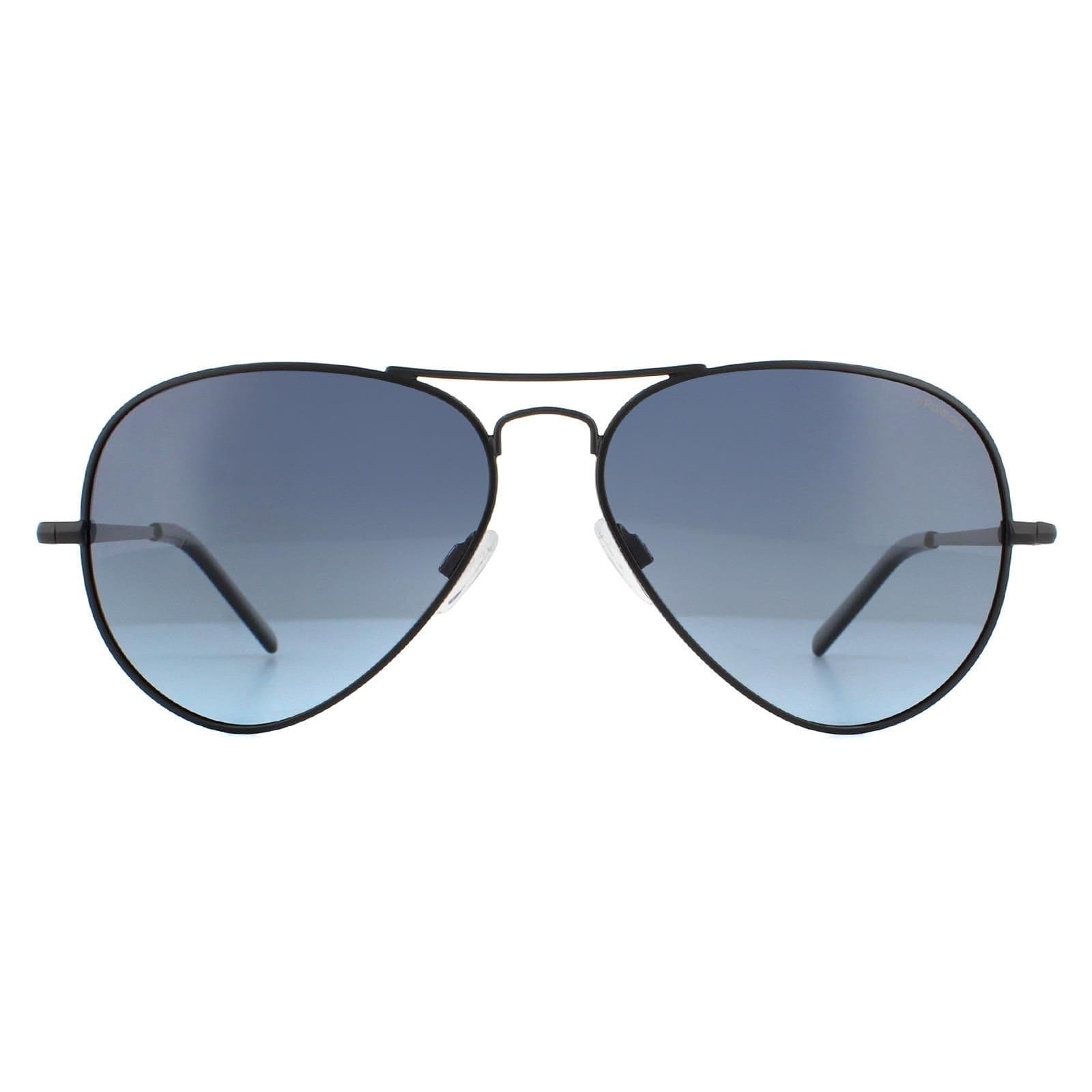 Aviator Matte Black Grey Gradient Polarized Sunglasses