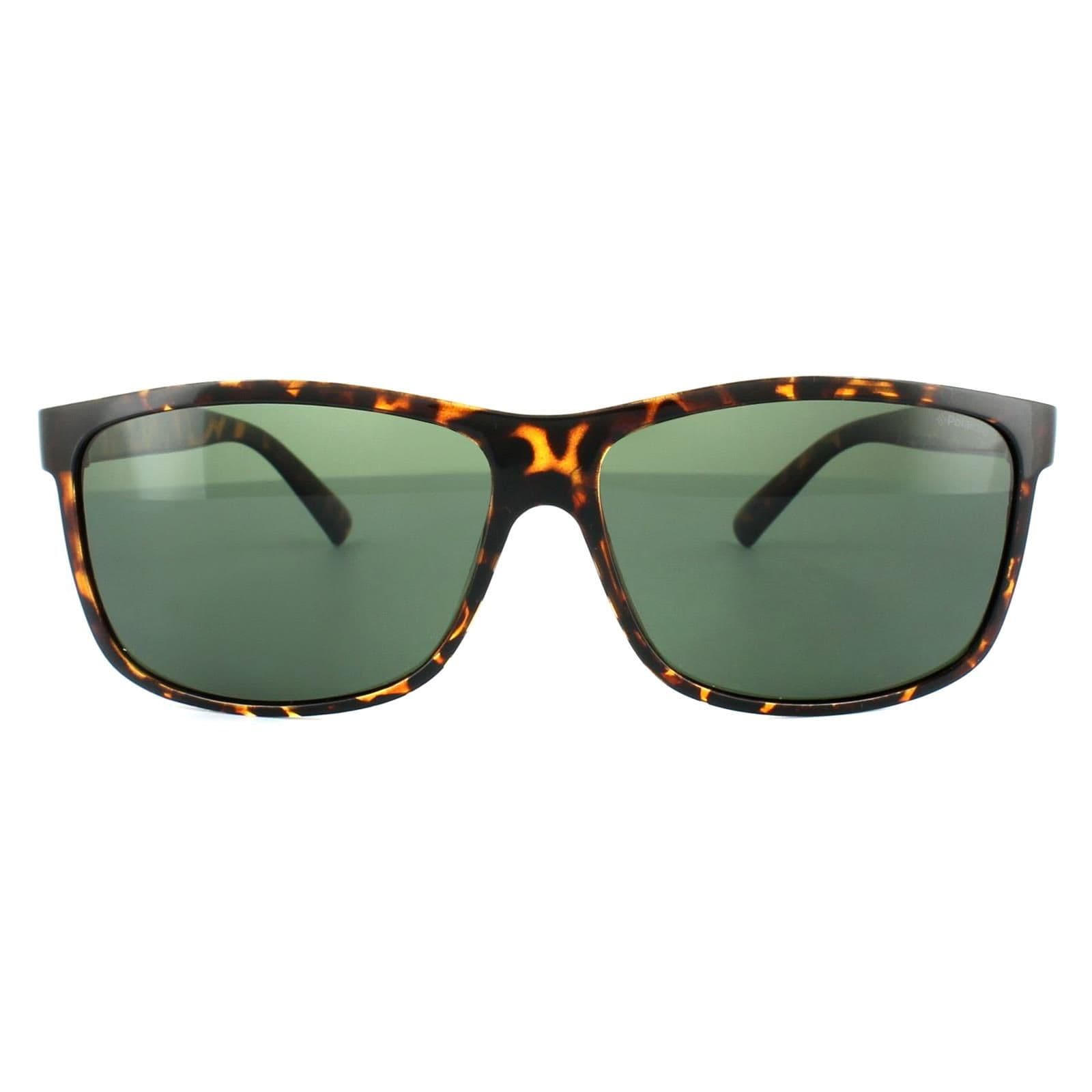 Rectangle Havana Green Polarized Sunglasses