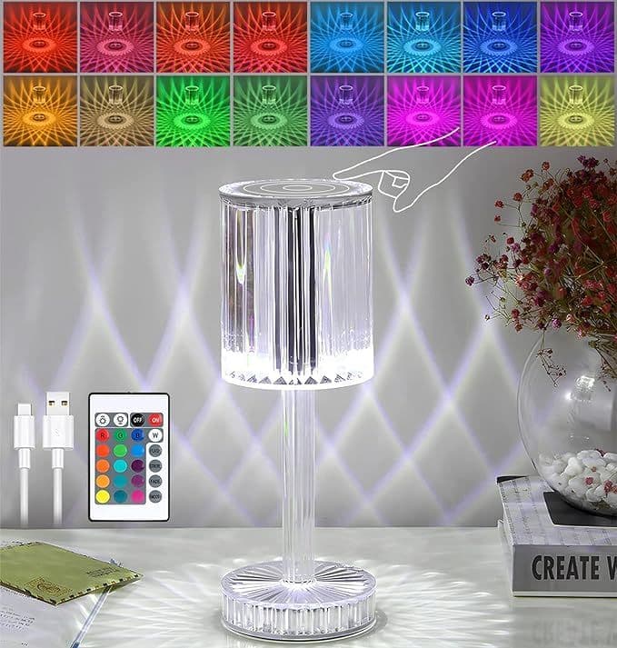 Cordless LED Night Light Desk Lamp Rechargeable Remote Control 16 RGB