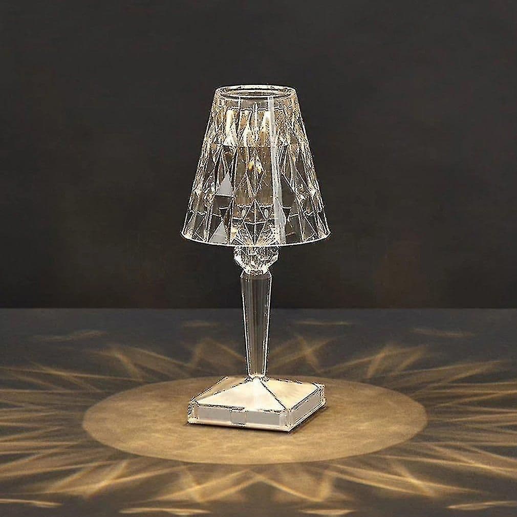 Cordless Acrylic Crystal LED Touch Control Dimmable Table Lamp USB Rechargeable 3 Temperature Bedside Star Desk Lamps