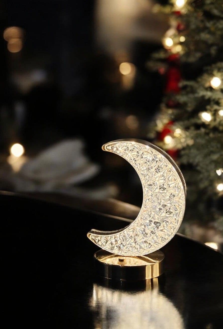 Cordless Acrylic Crystal Moon LED Touch Control Dimmable Table Lamp USB Rechargeable 3 Temperature Bedside Moon Desk Lamps