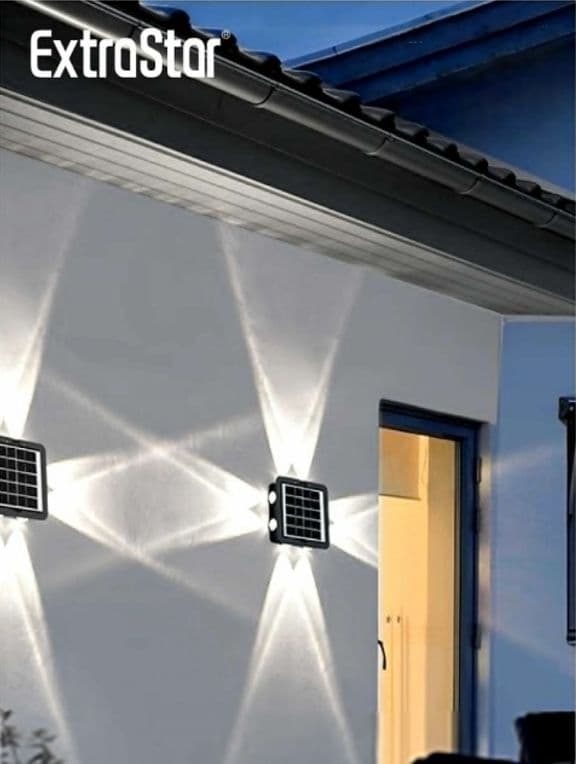 Modern 4 Way LED Solar Wall Light Cool 6500K