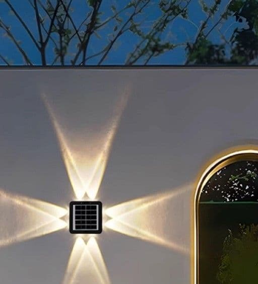 Modern 4 Way LED Solar Wall Light Warm 3000K