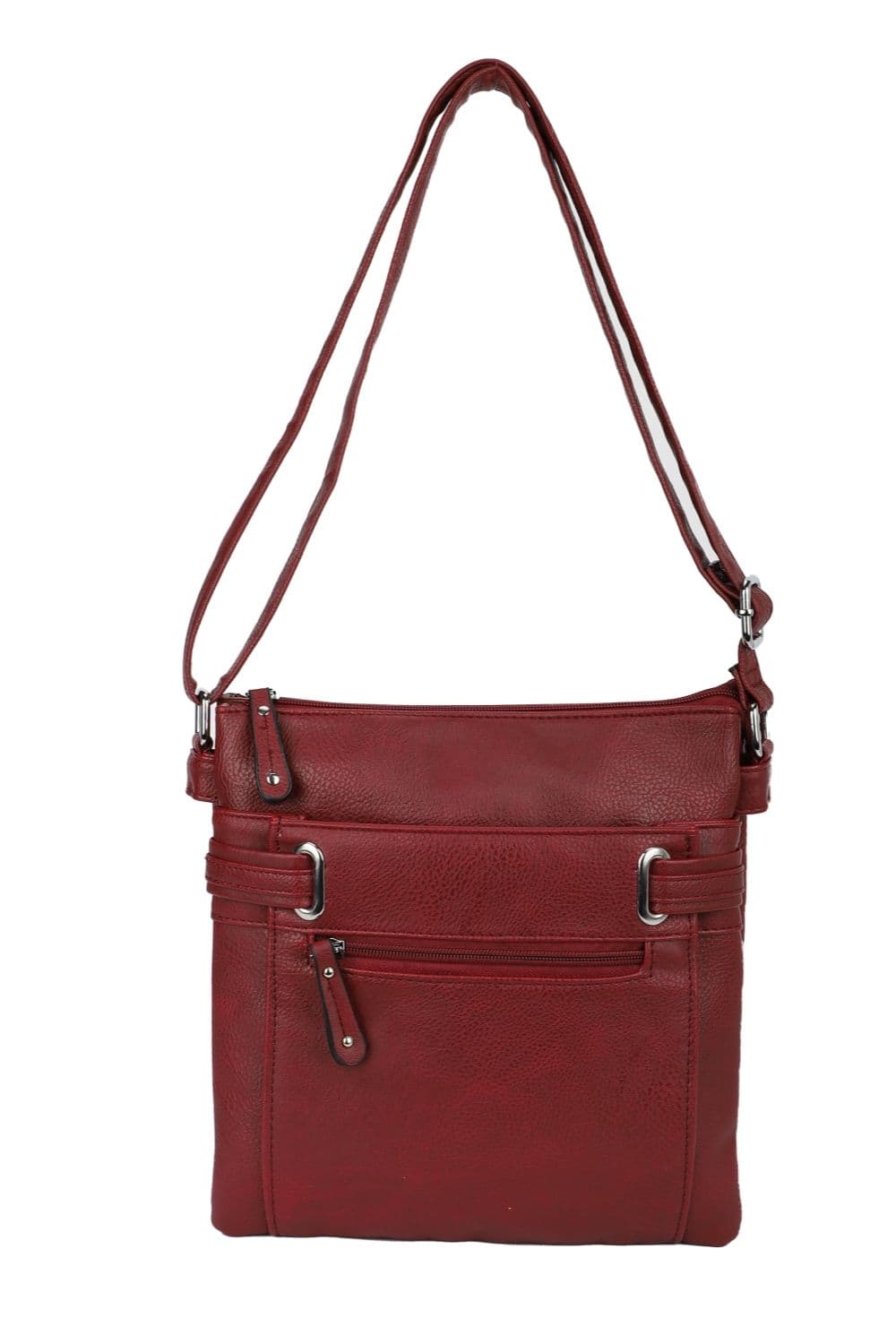 Fontanella Fashion Women's Marquetta PU Leather Crossbody Bag in Burgundy
