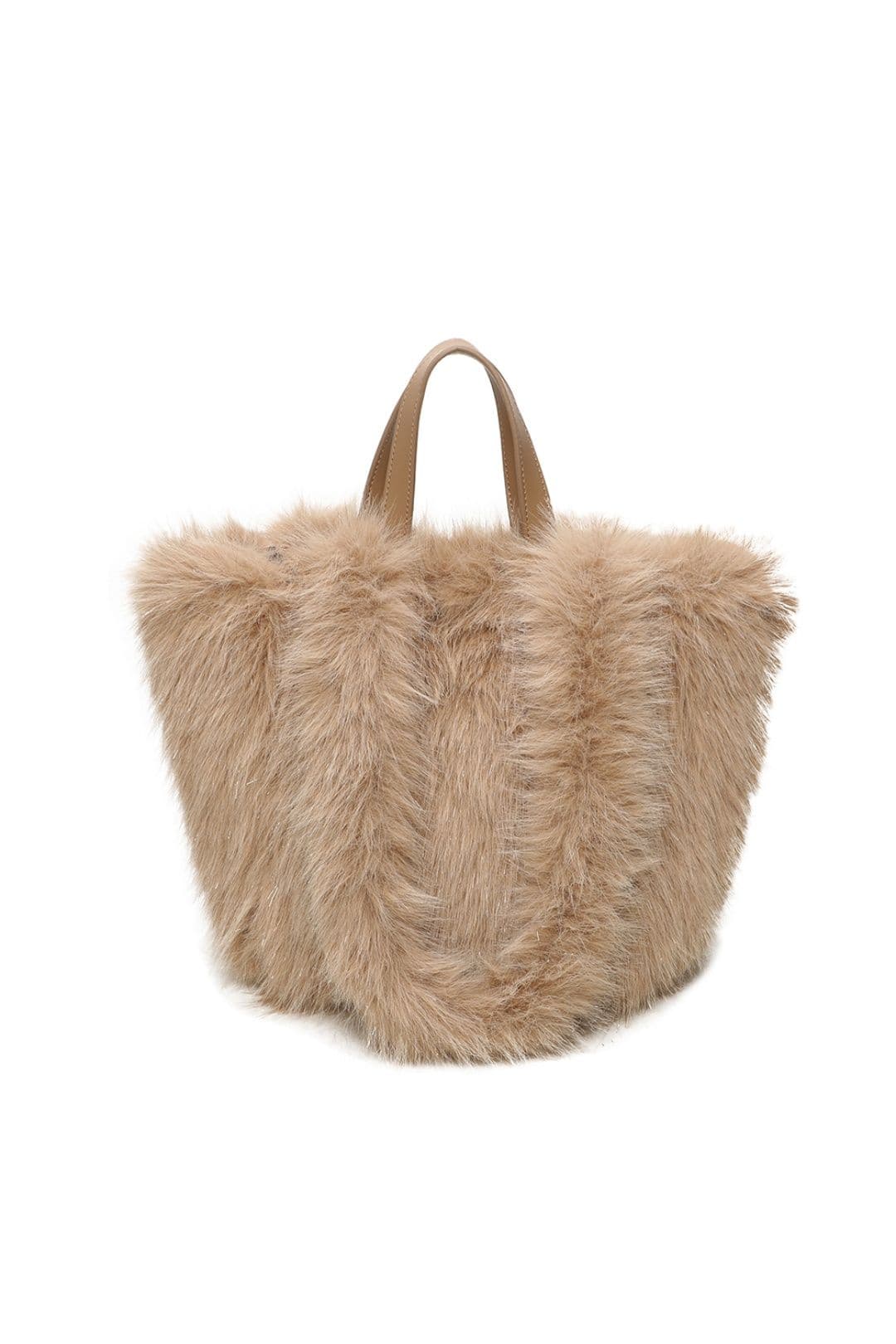 Fontanella Fashion Women's Eloria Sparkling Fluffy Reversible Top Handle Shoulder Bag in Camel