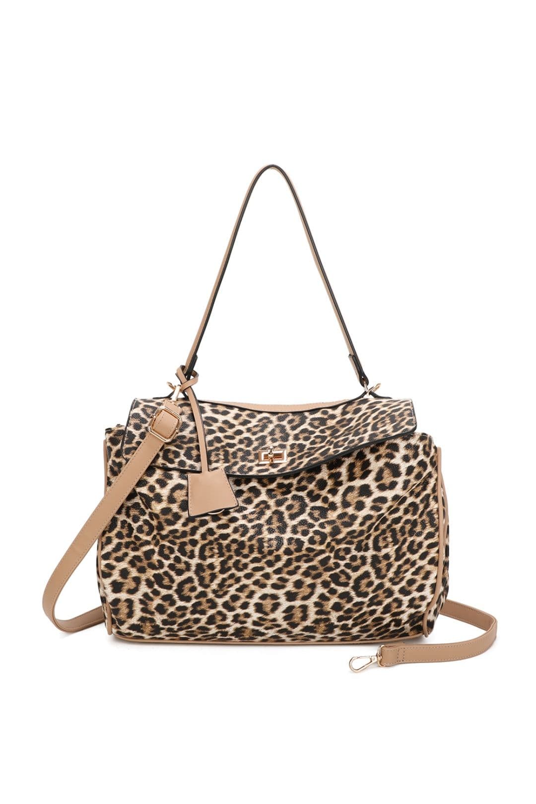 Fontanella Fashion Women's Marbella Leopard Print Shoulder Bag With Extra Removable Strap in Camel