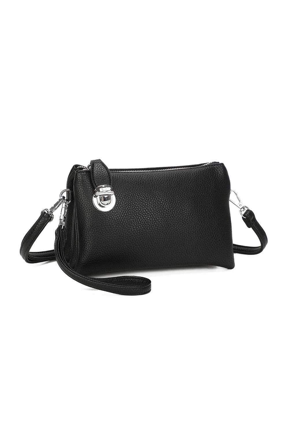 Elara PU Leather Triple Compartment Crossbody Bag Fixed Lock