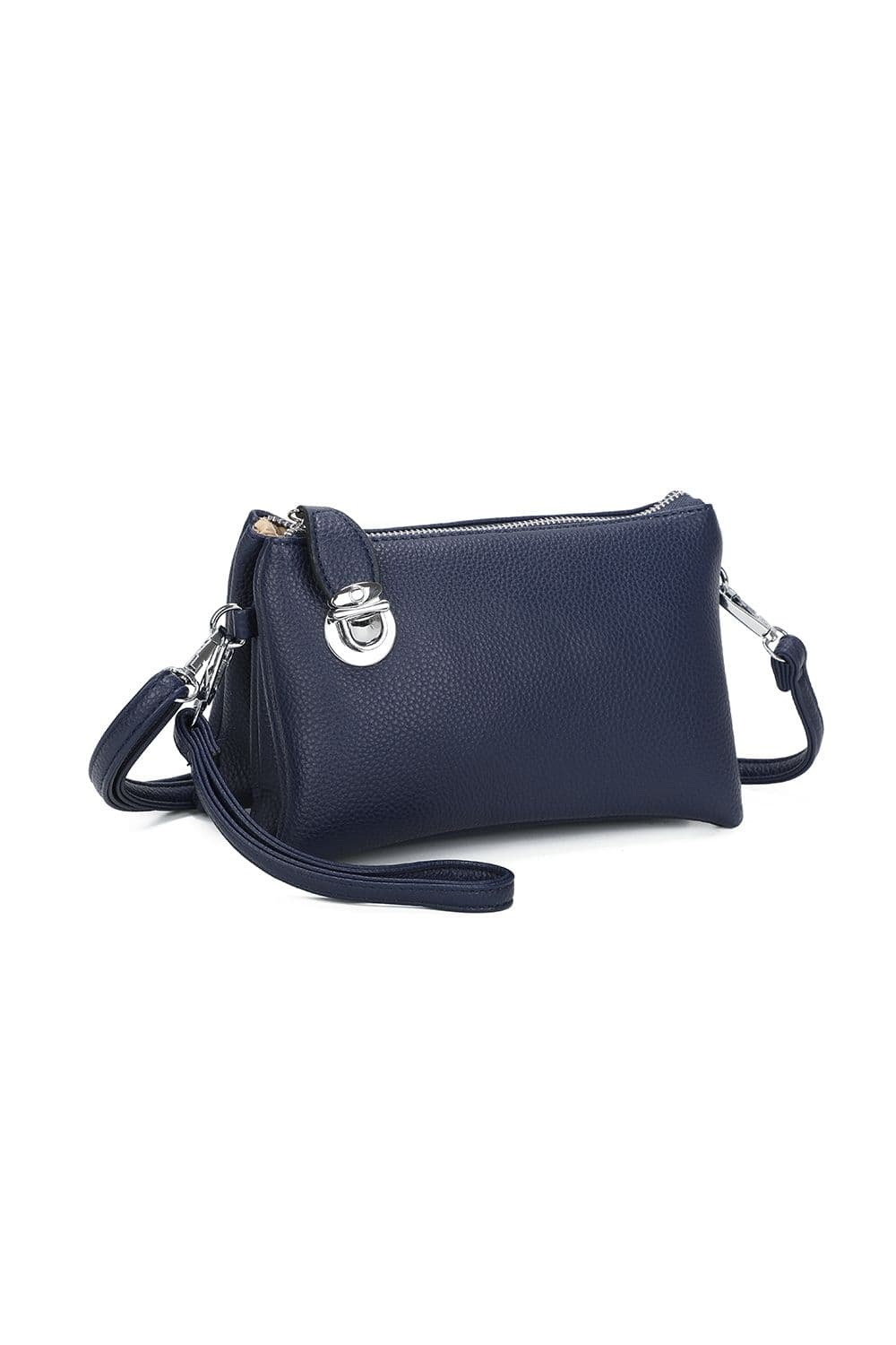 Elara PU Leather Triple Compartment Crossbody Bag Fixed Lock