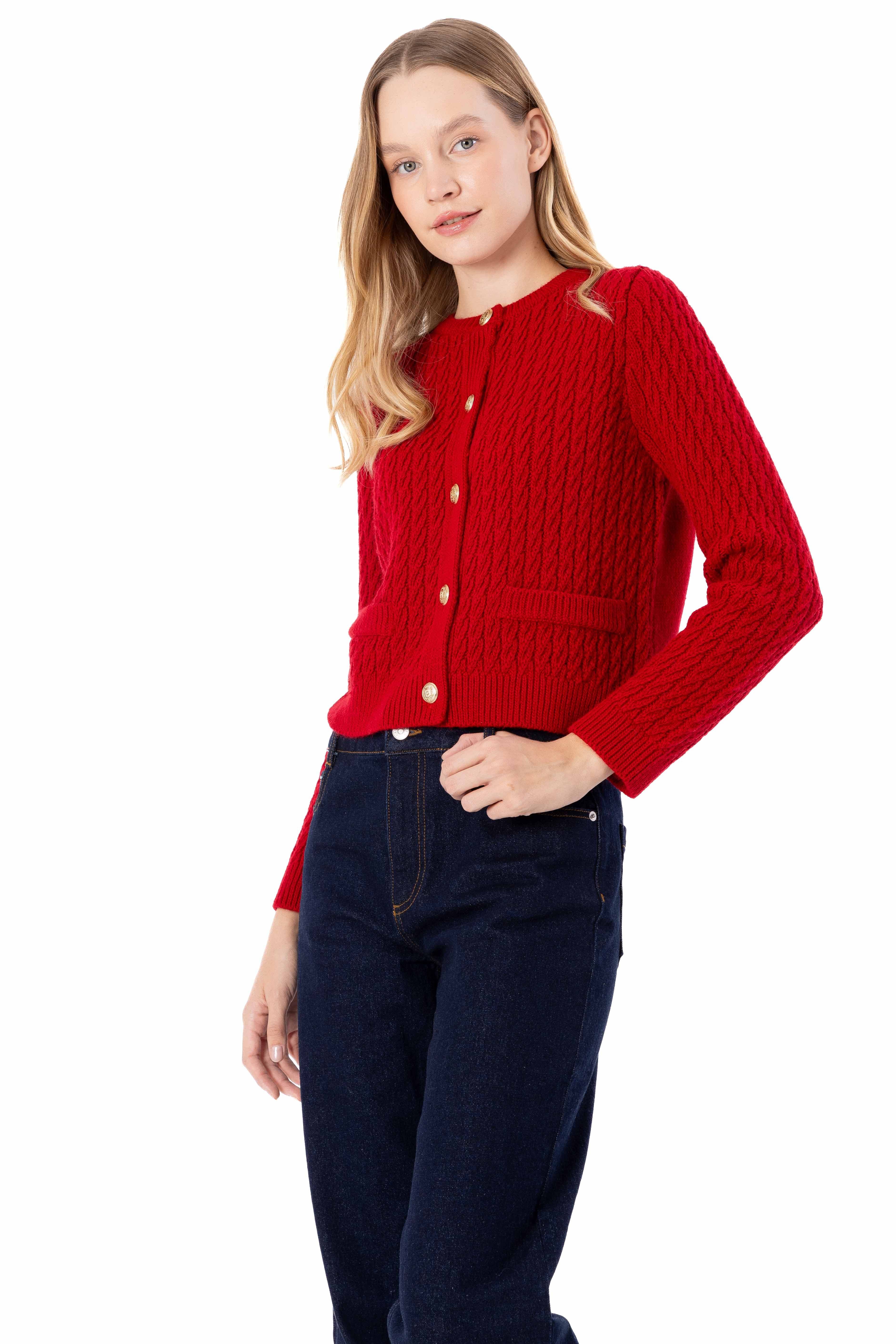 Elegant Button Up Striped Knitted Cardigan & Jumper