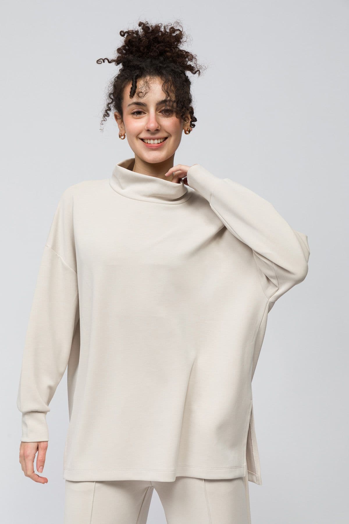 Structured Modal Blend Funnel Neck Sweatshirt