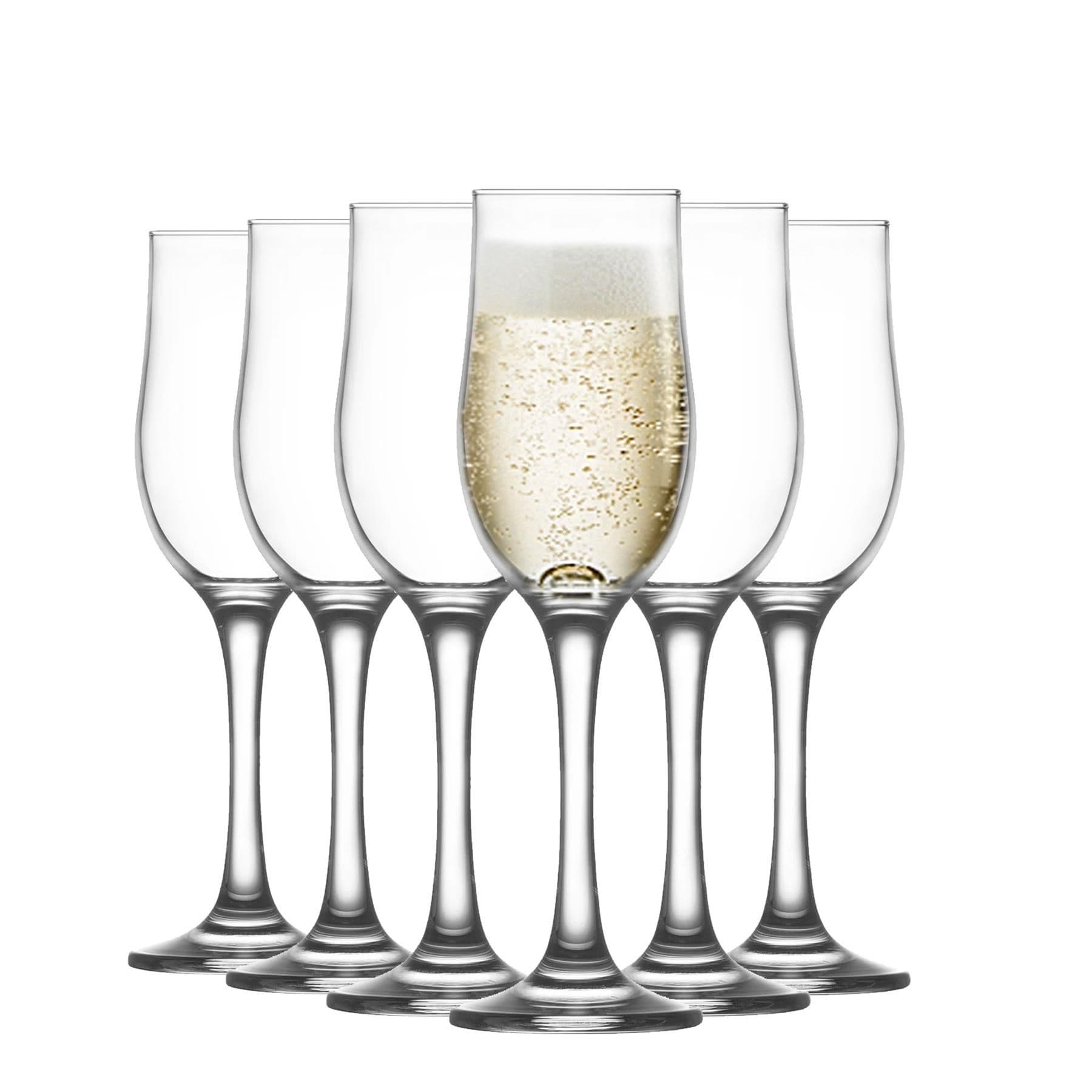 Nevakar Champagne Flutes - 195ml - Clear - Pack of 6