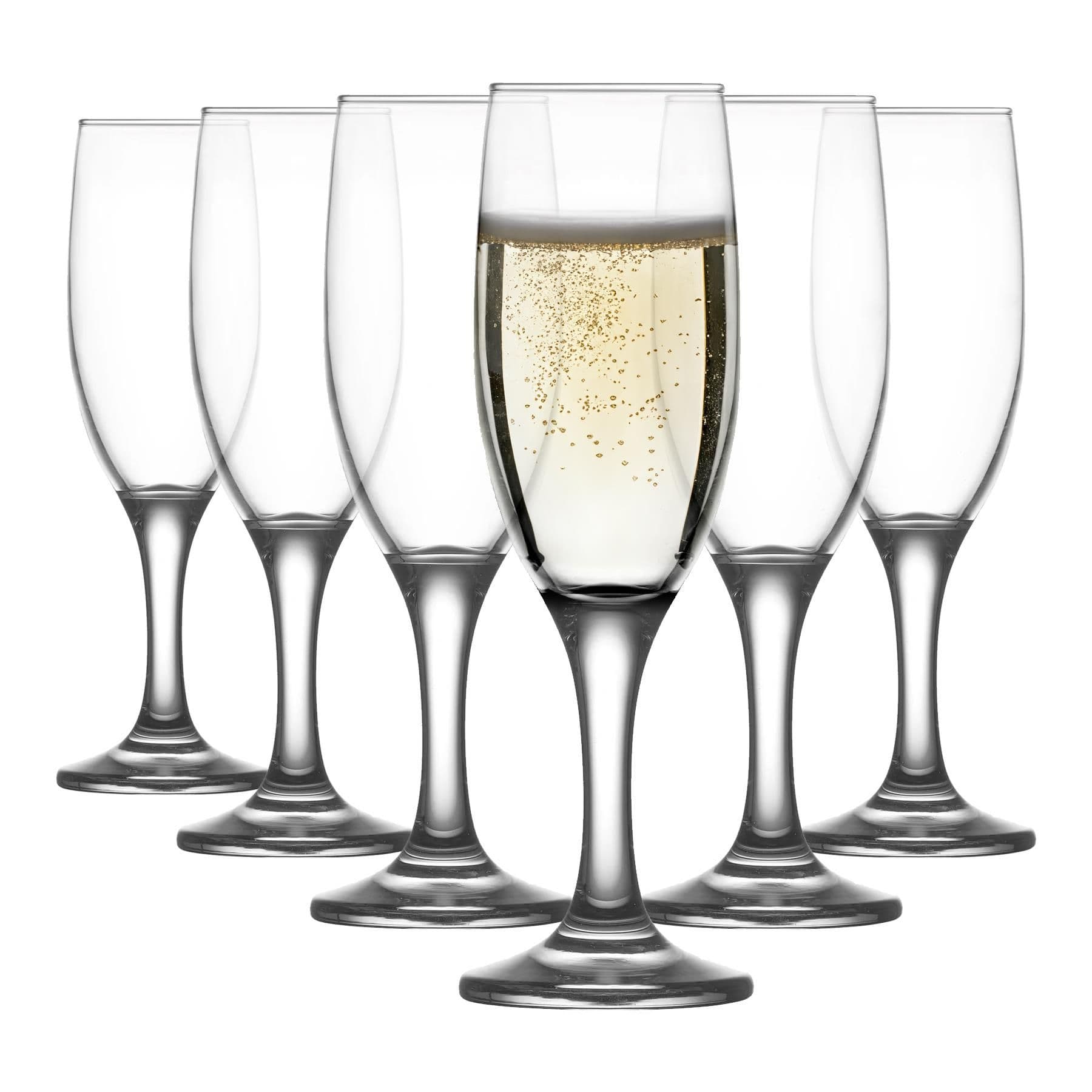 Misket Glass Champagne Flutes - 190ml - Pack of 6