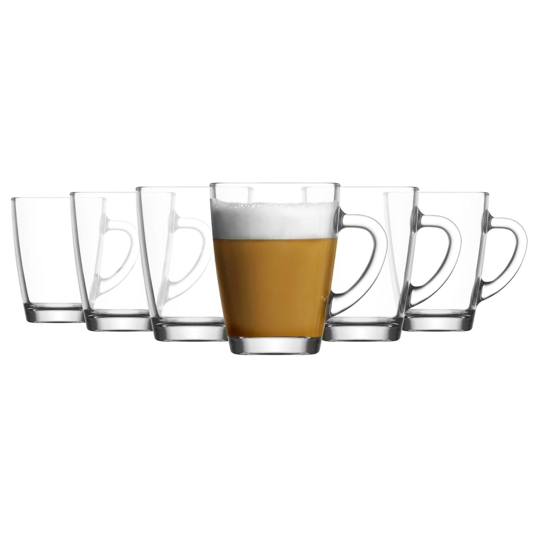 Vega Glass Coffee Mugs - 300ml - Clear - Pack of 6