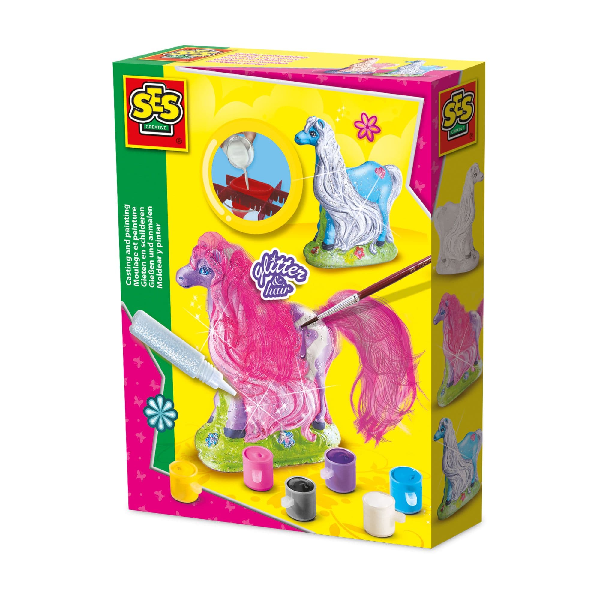 Glitter Hair Horses Casting Painting Set