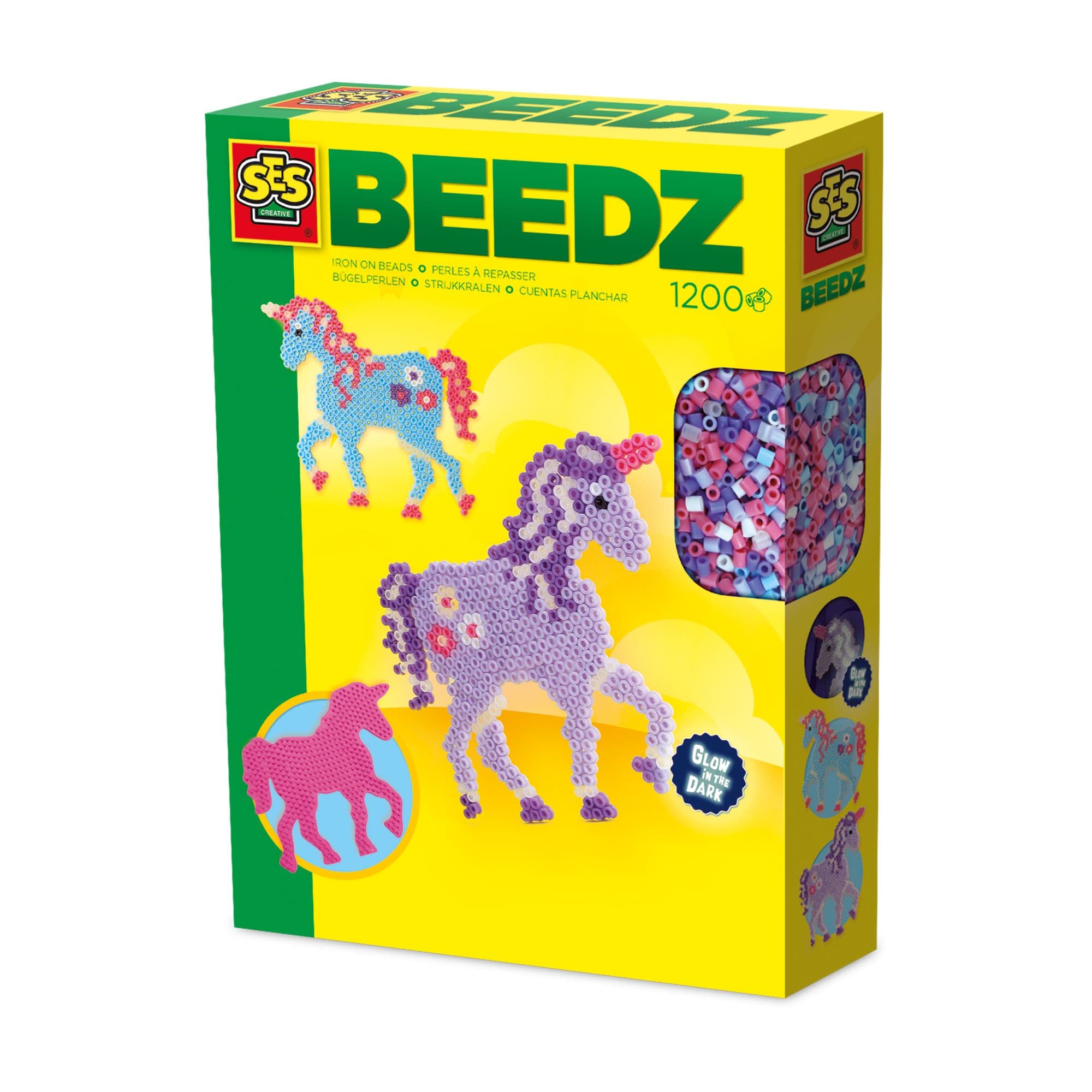 Beedz Unicorn Fantasy Horses Glow Dark Iron on Beads Mosaic Set