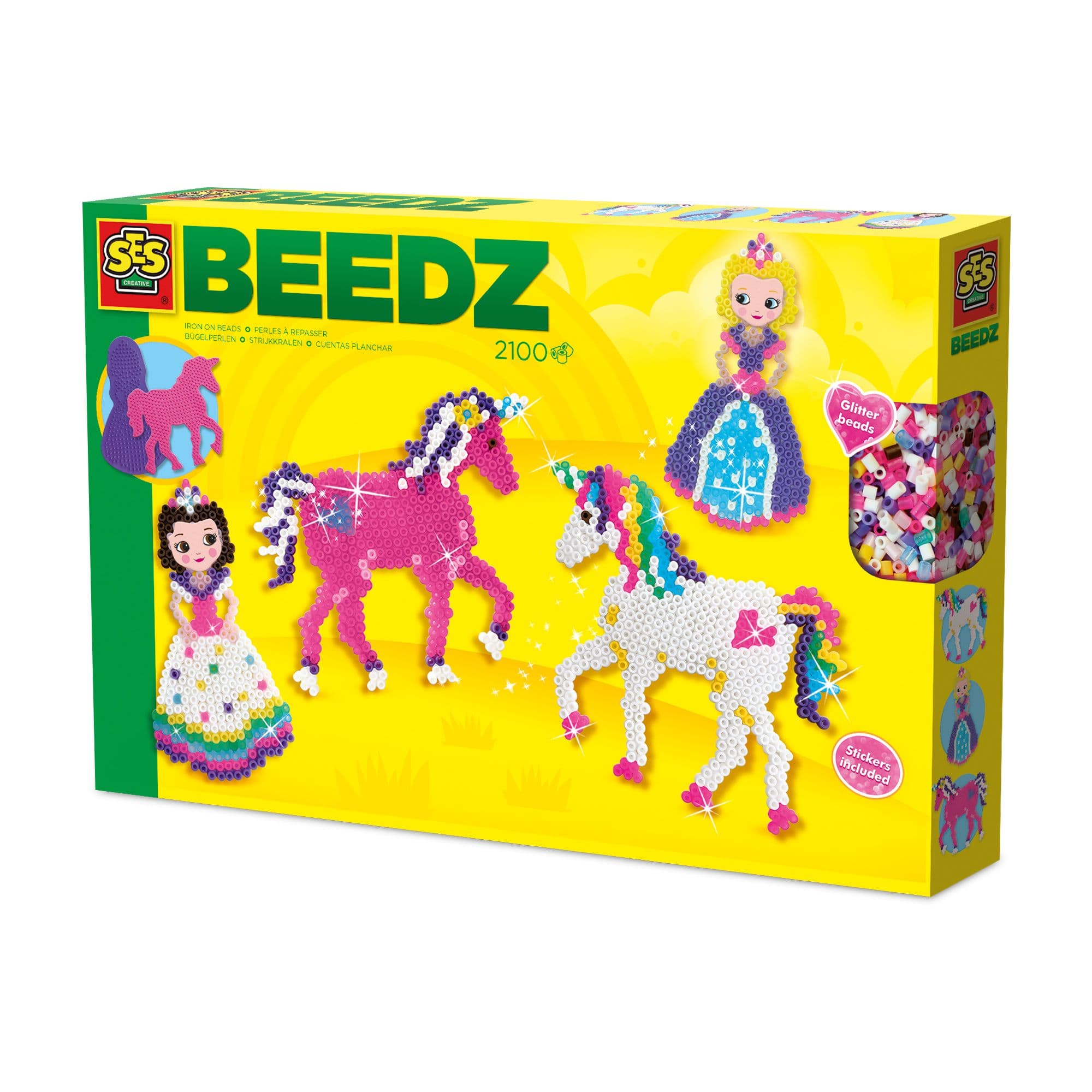 Beedz Unicorns Princesses Glitter Iron on Beads Mosaic Set