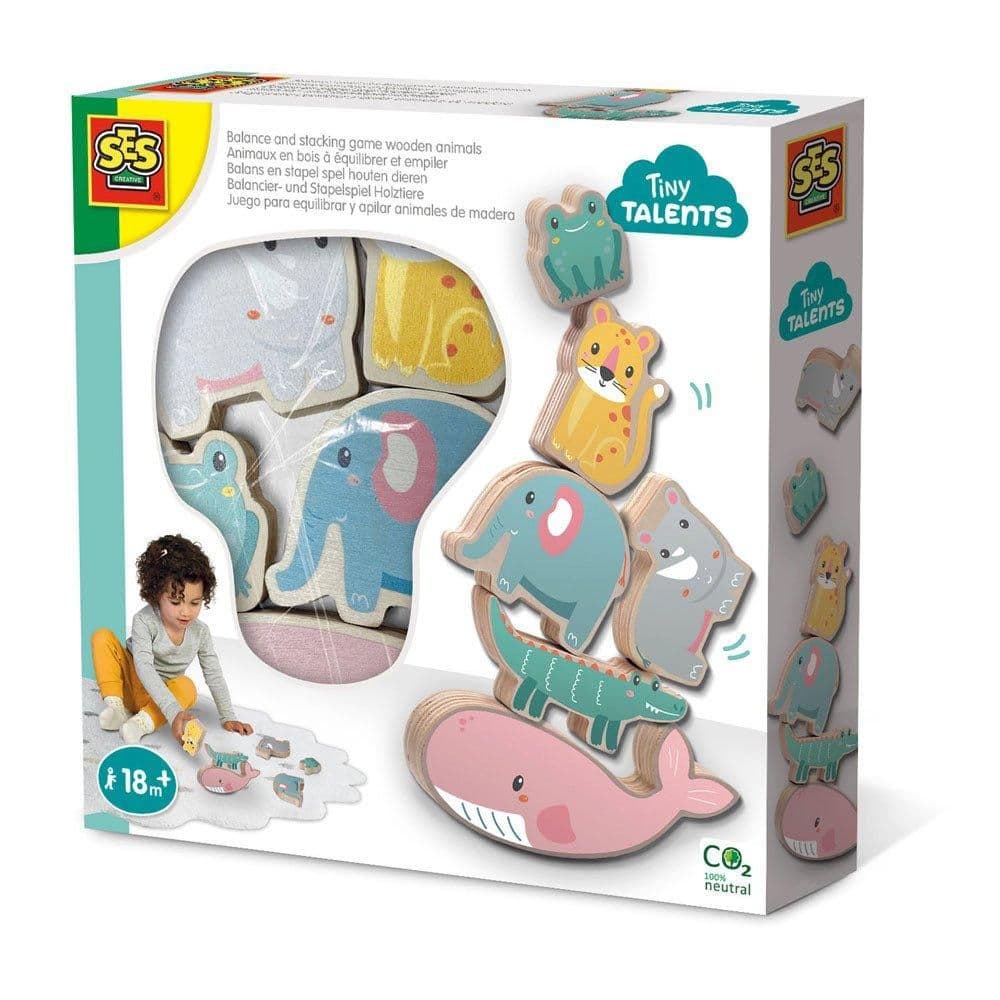 Tiny Talents Balance Stacking Game Wooden Animals
