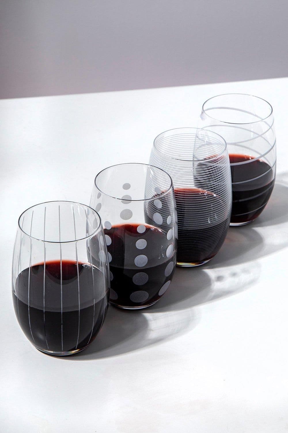 Cheers Set 4 Etched Crystal Stemless Glasses