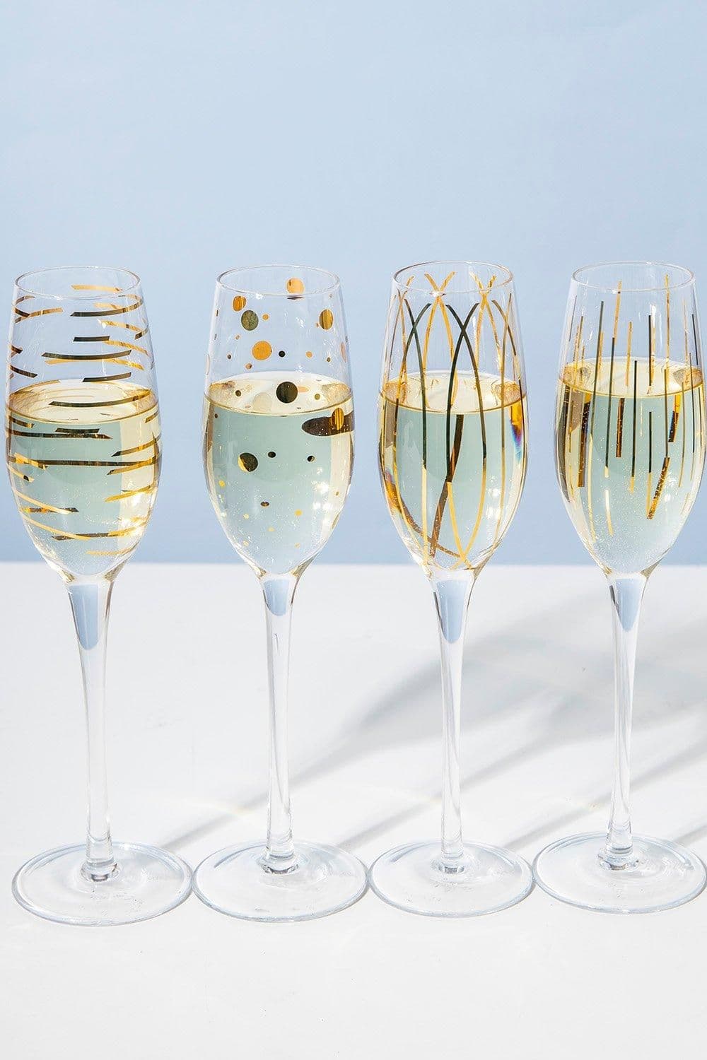 Cheers Metallic Set 4 Flute Glasses