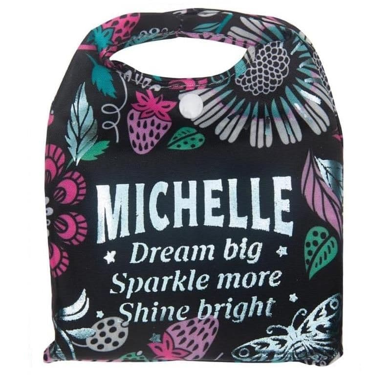 & Personalised Sparkle Reusable Foldable Shopper Bag Michelle