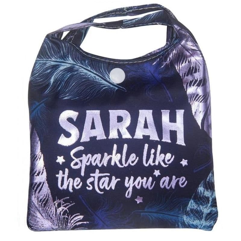 & Personalised Sparkle Reusable Foldable Shopper Bag Sarah