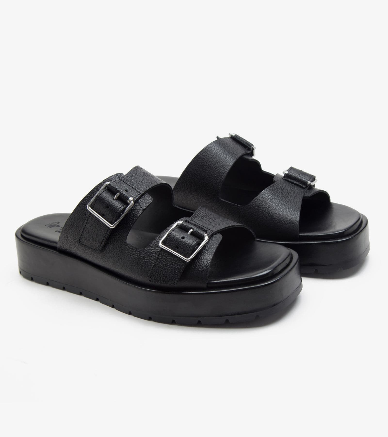 Morden Double Strap Western Leather Sandals Buckles