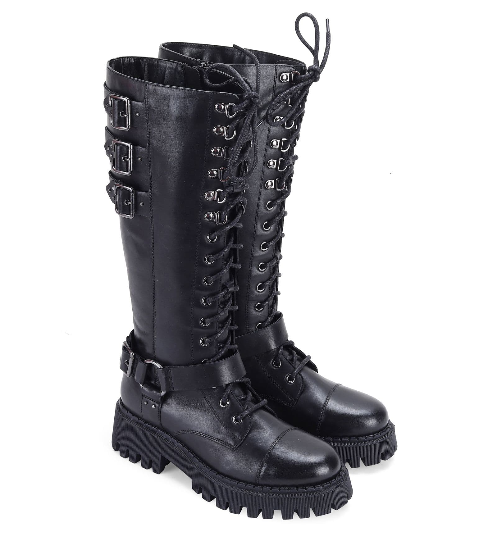 Topsham High Ankle Mid Calf Lace up Leather Boots
