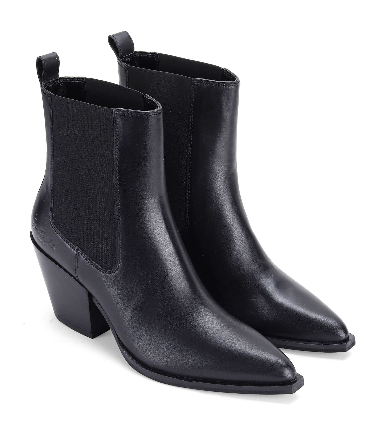 Marlow Block Heel Western Ankle Leather Boots