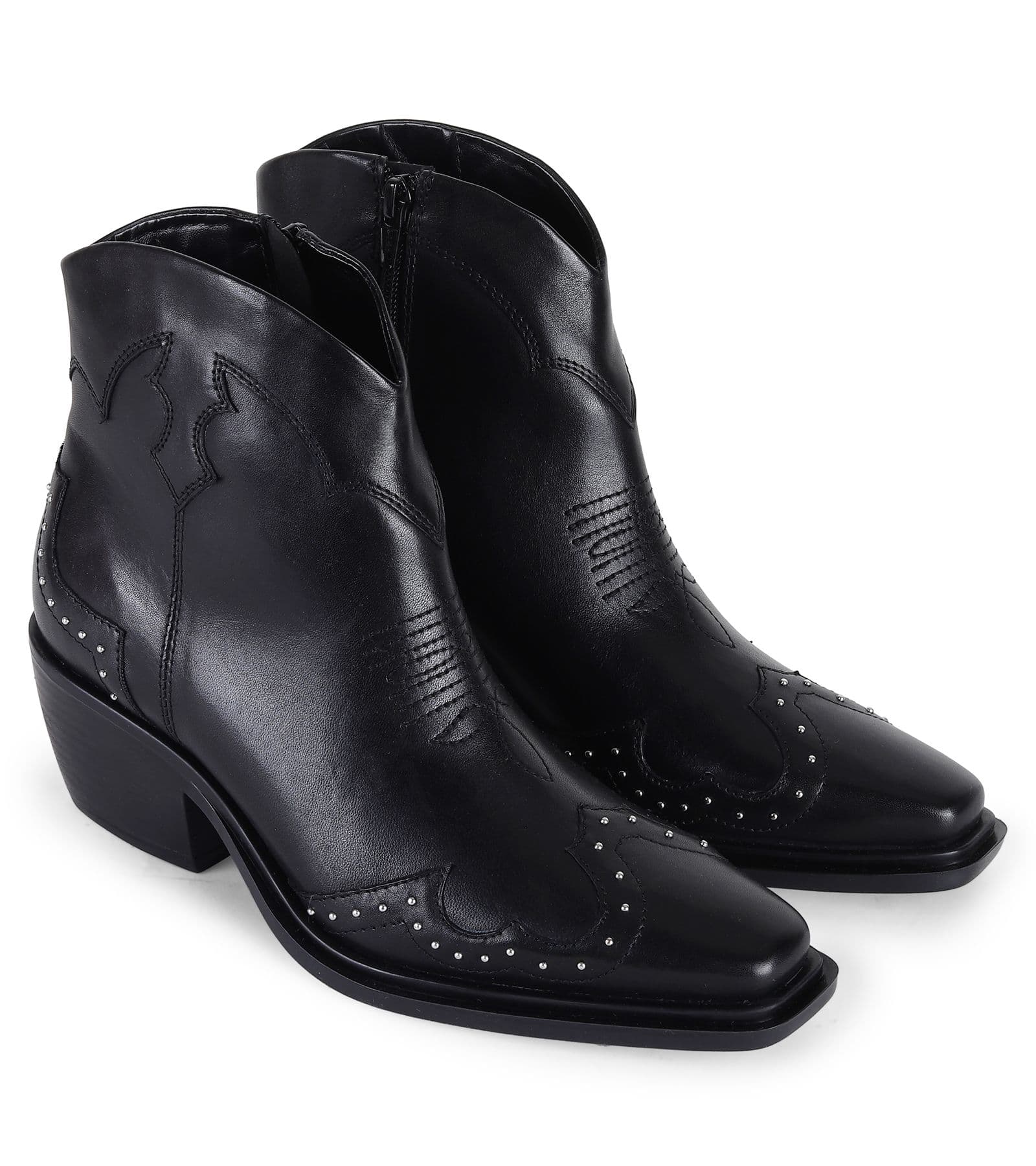 Grange Block Heel High Ankle Leather Boots