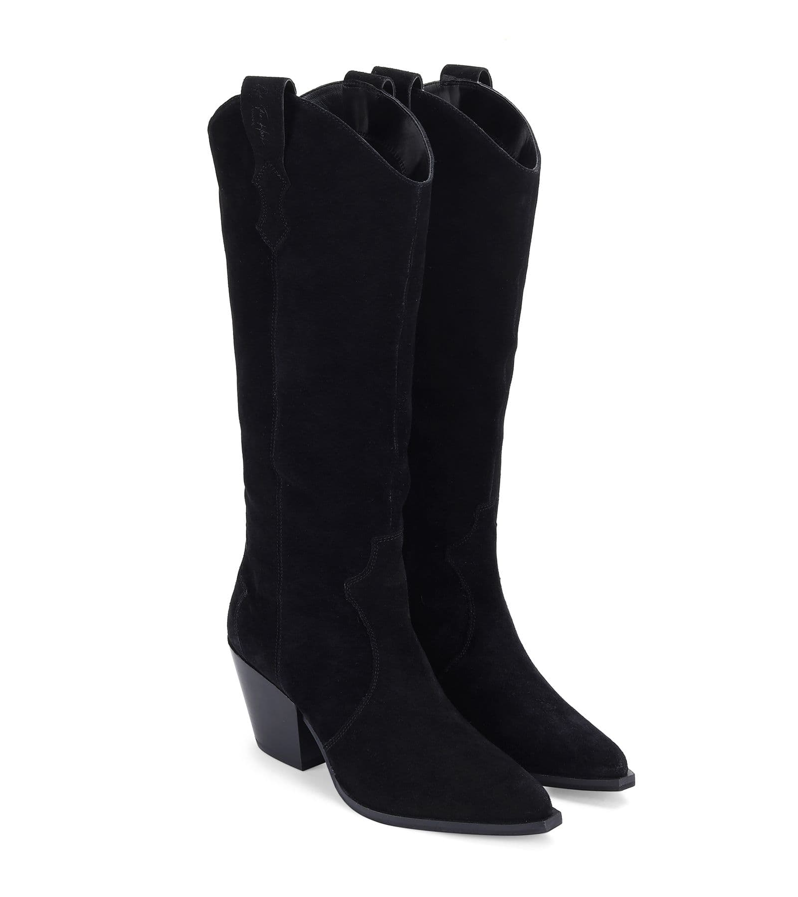 Texas Block Heel Western Knee Suede Leather Boots