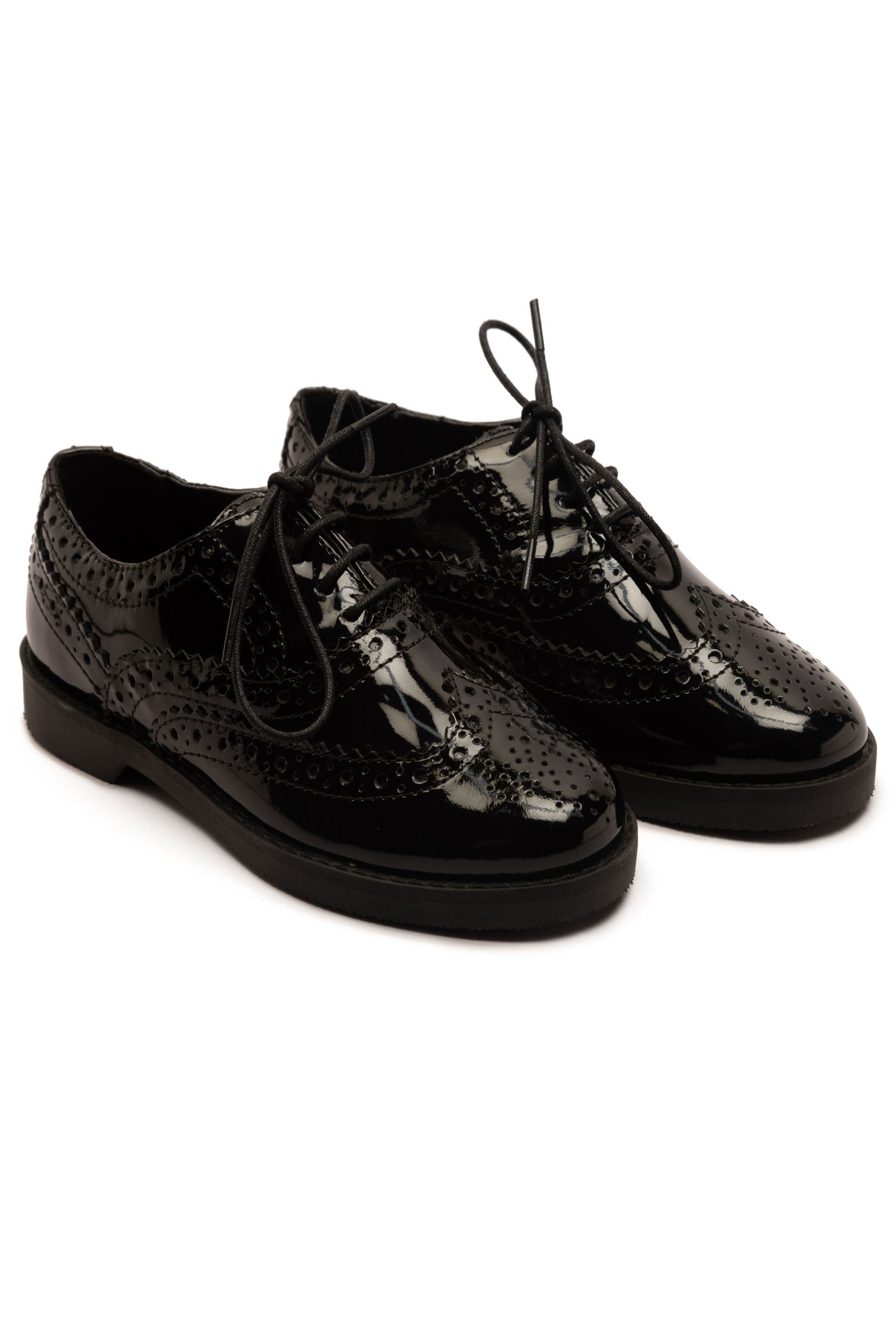 Beatrix Patent Brogue Leather Lace Up School Shoes