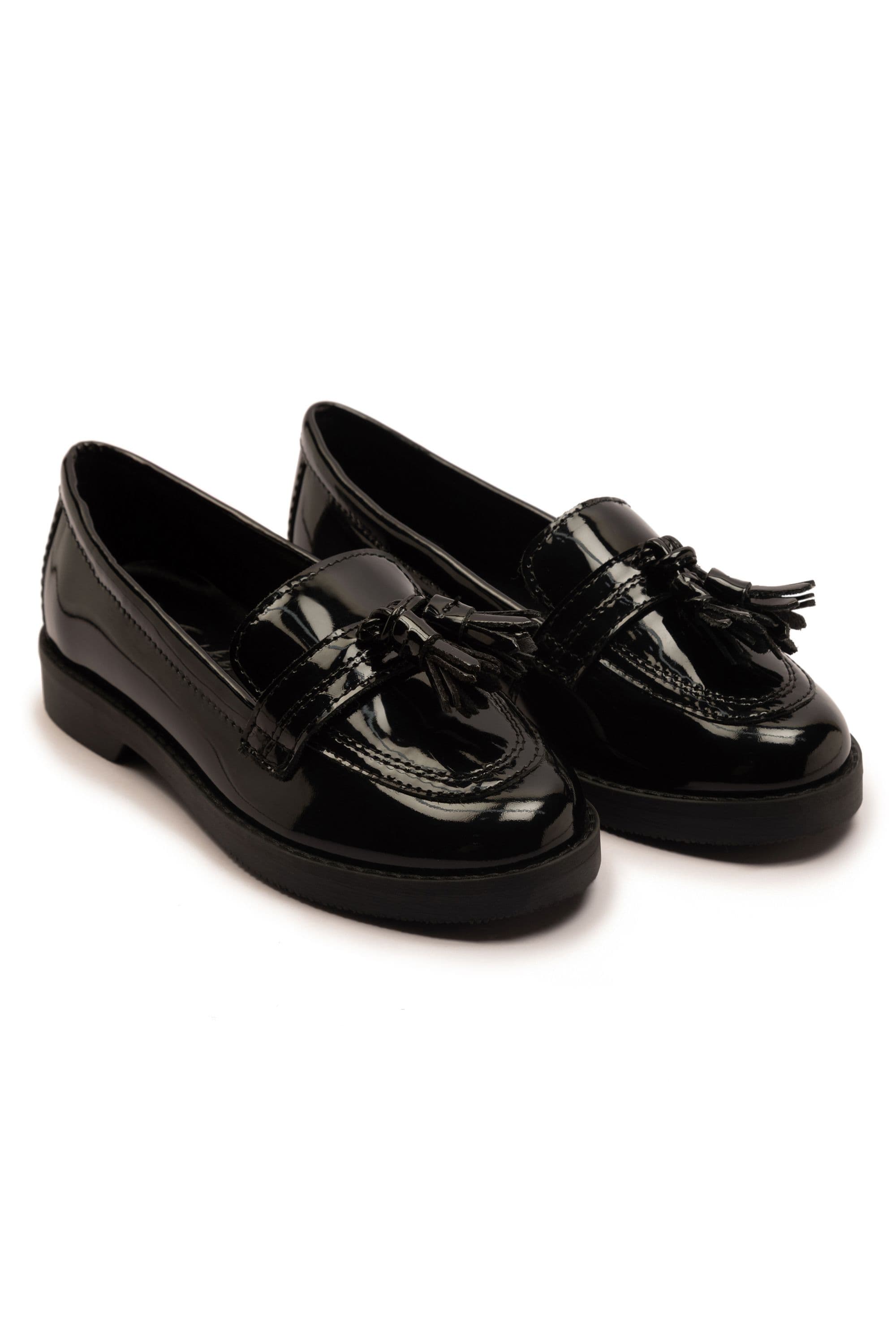 Ellen Patent Leather Slip On Tassel Loafers Shoes