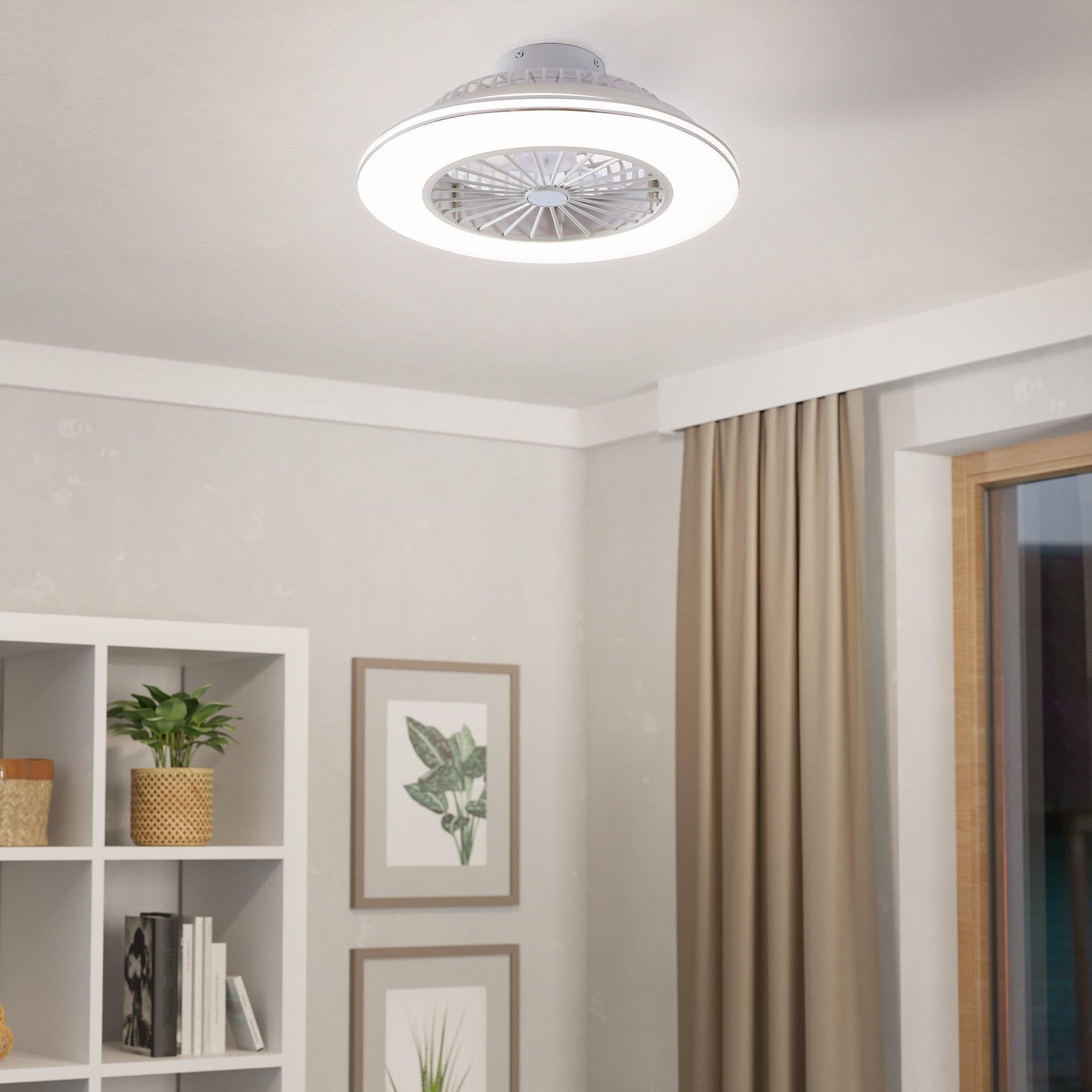 Lovisca White Silver Ceiling Fan Light