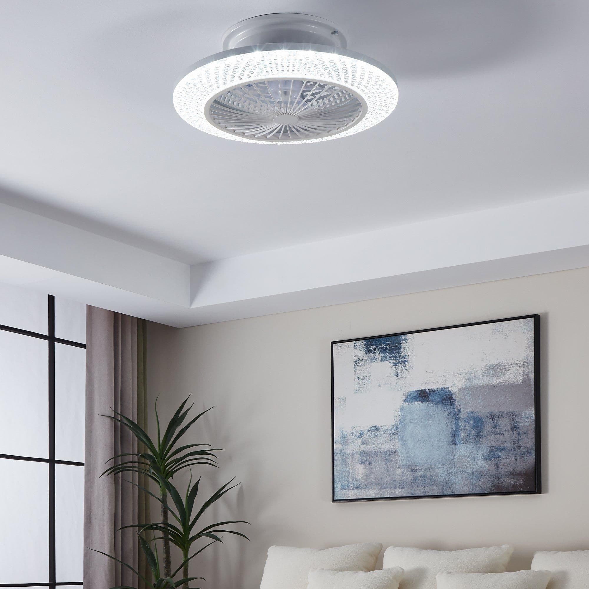 Malinska Crystal Effect Ceiling Fan Integrated LED