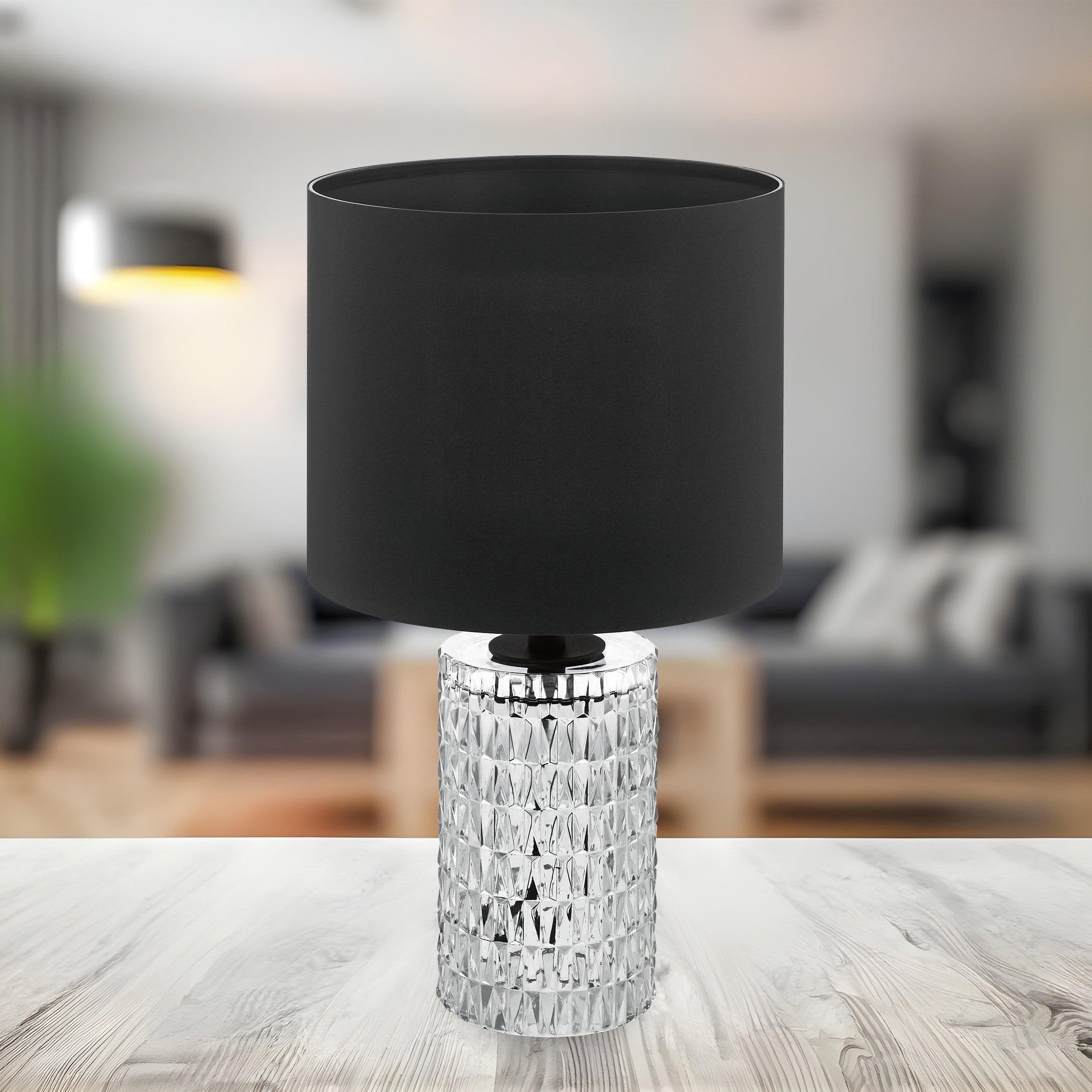 Sapuara Clear Crystal Glass & Fabric Modern Table Lamp
