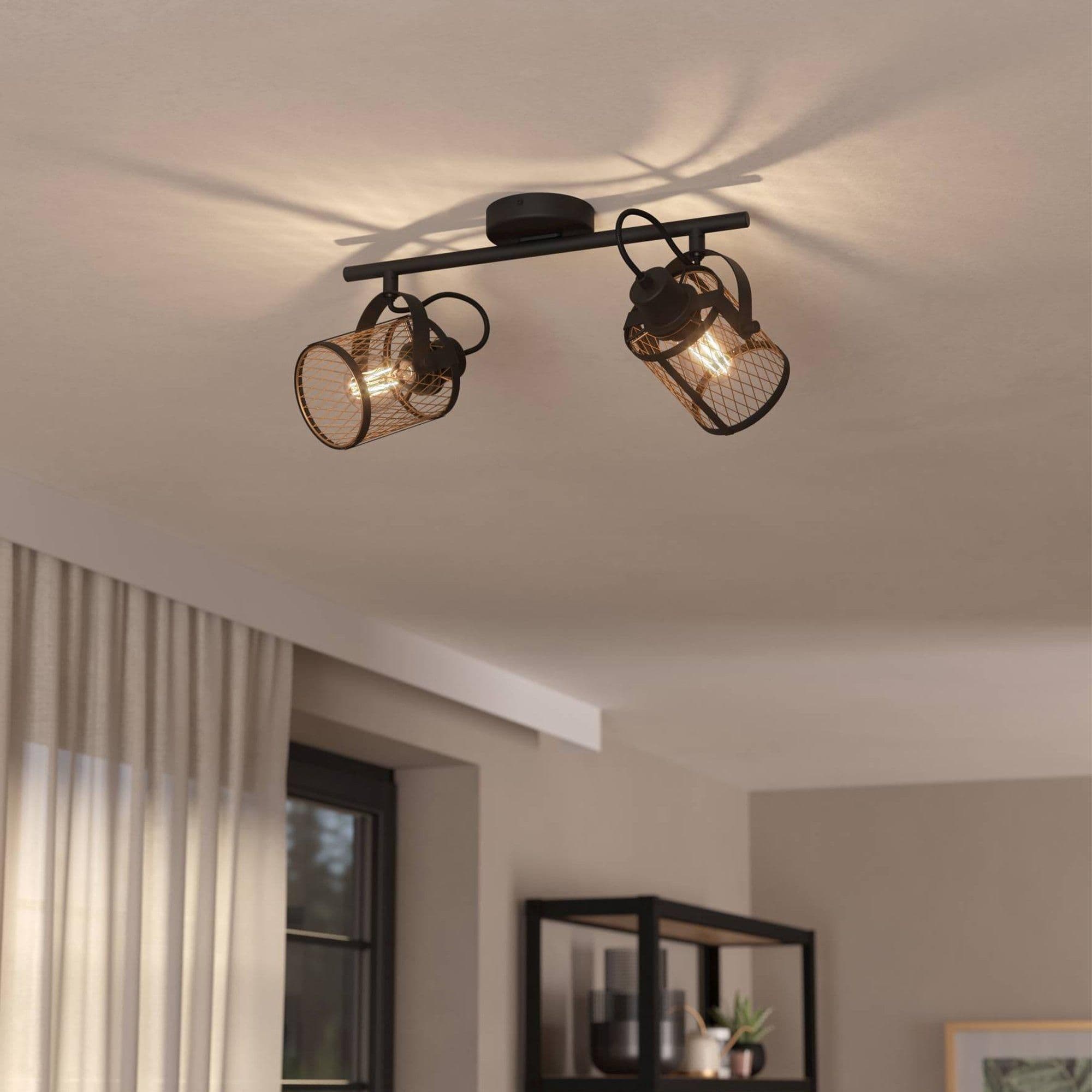 Dellow 2 Light Steel Lattice Style Adjustable Wall or Ceiling Spotlight