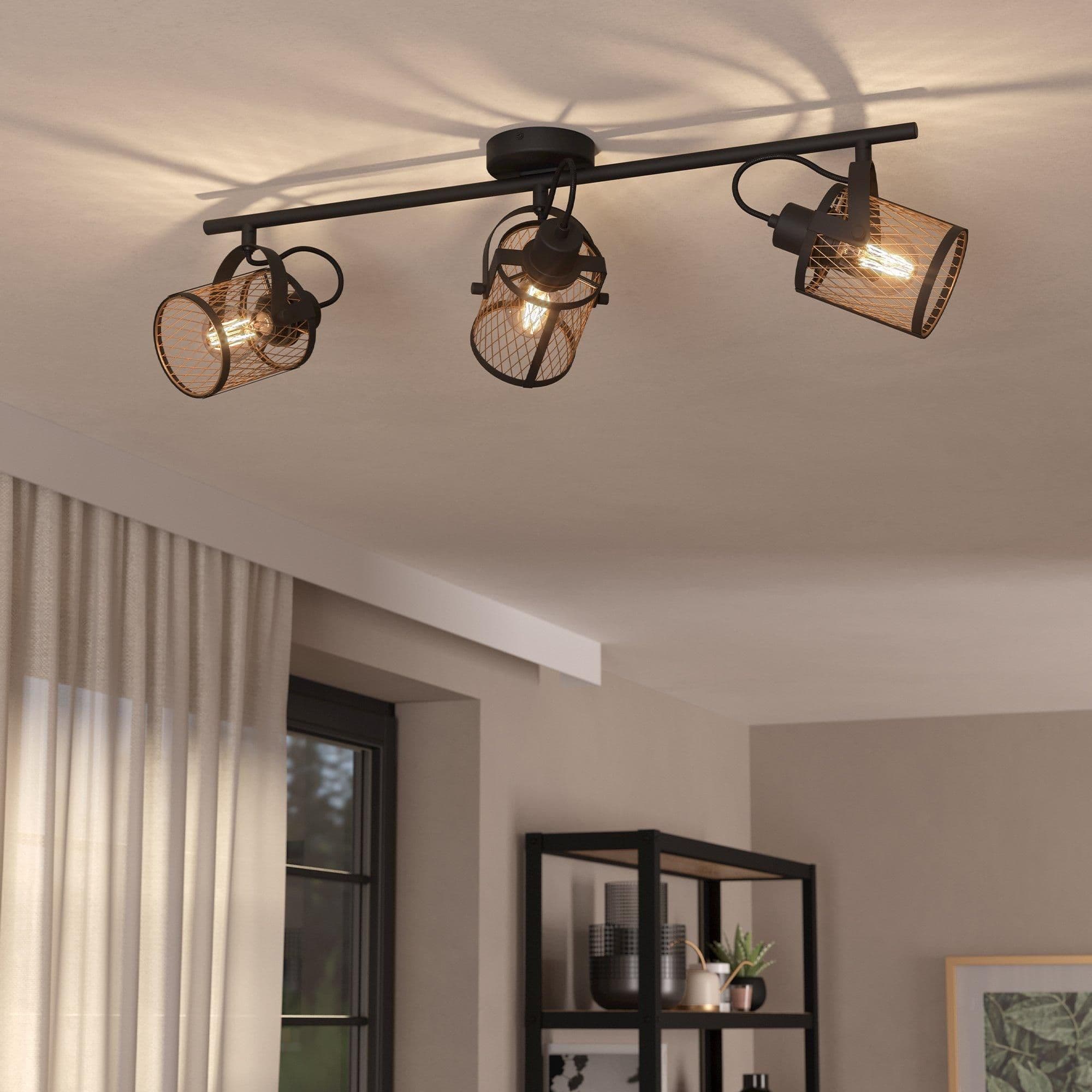 Dellow 3 Light Steel Lattice Style Adjustable Wall or Ceiling Spotlight