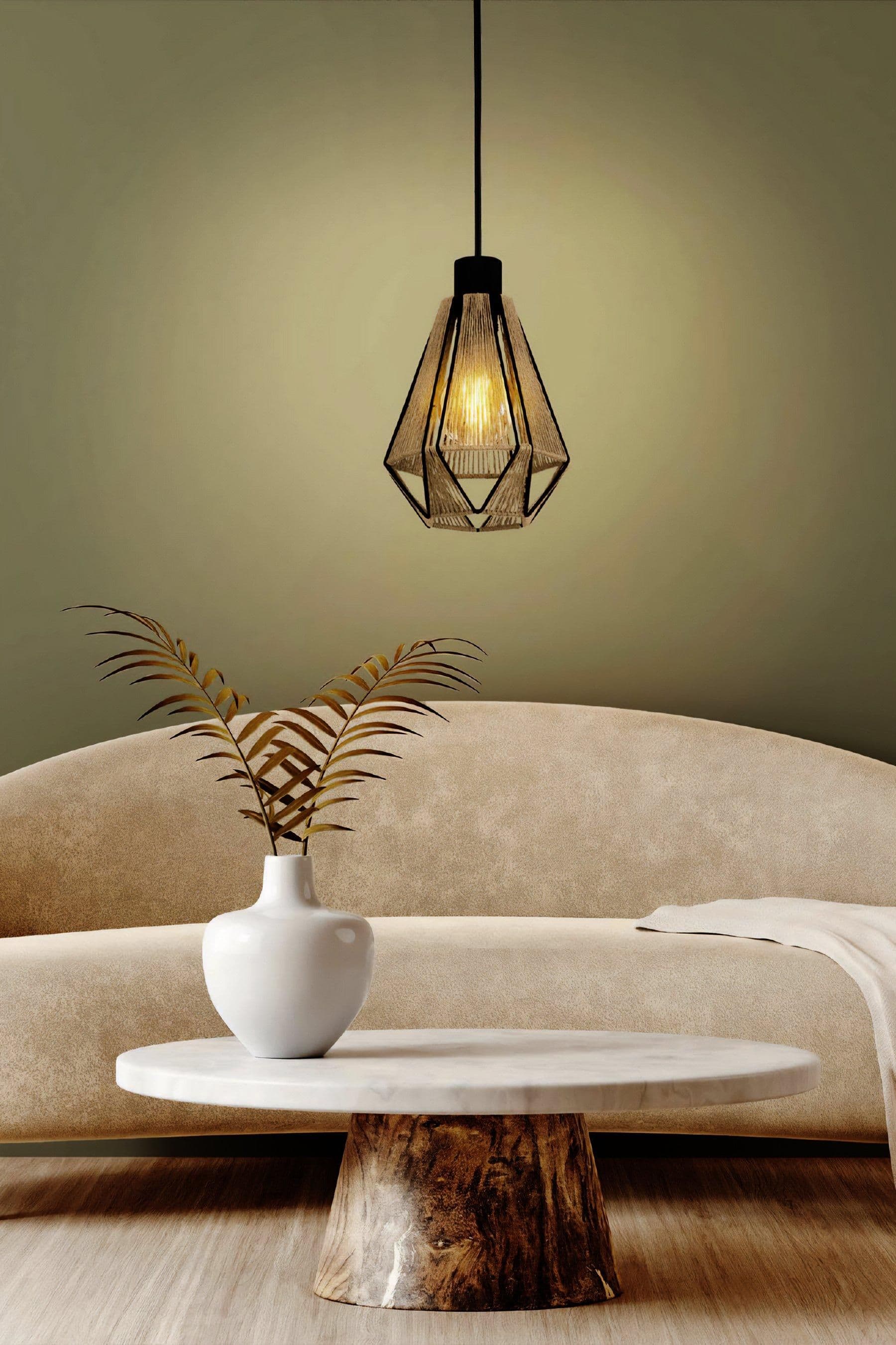 Adwickle Black Natural Single Pendant Light