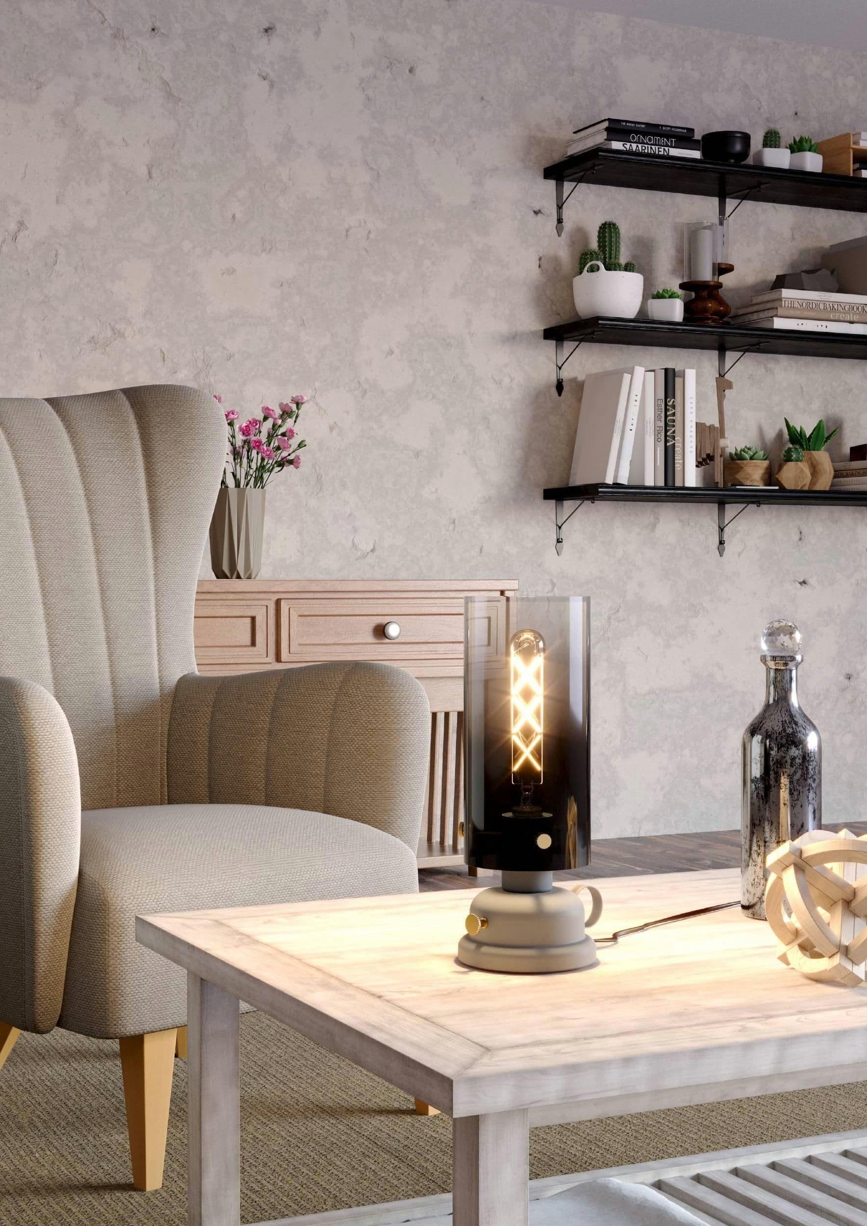 Gargrave Modern Smoked Glass Table Lamp