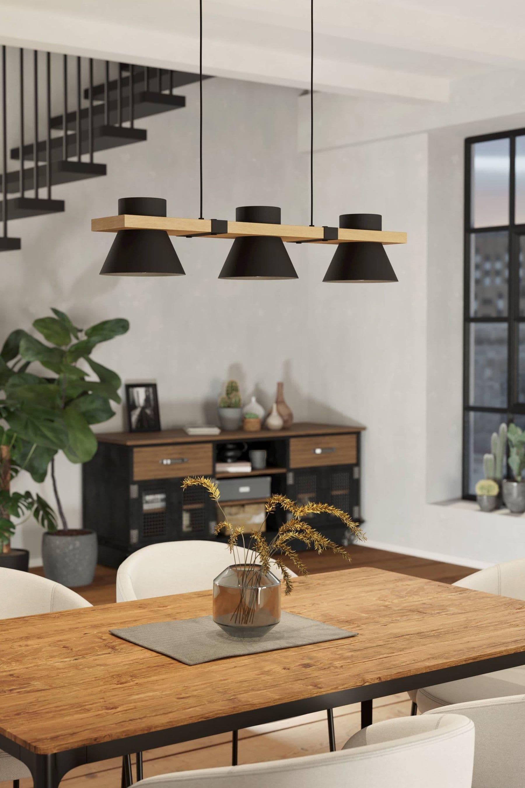 Maccles Steel Wood 3 light Pendant