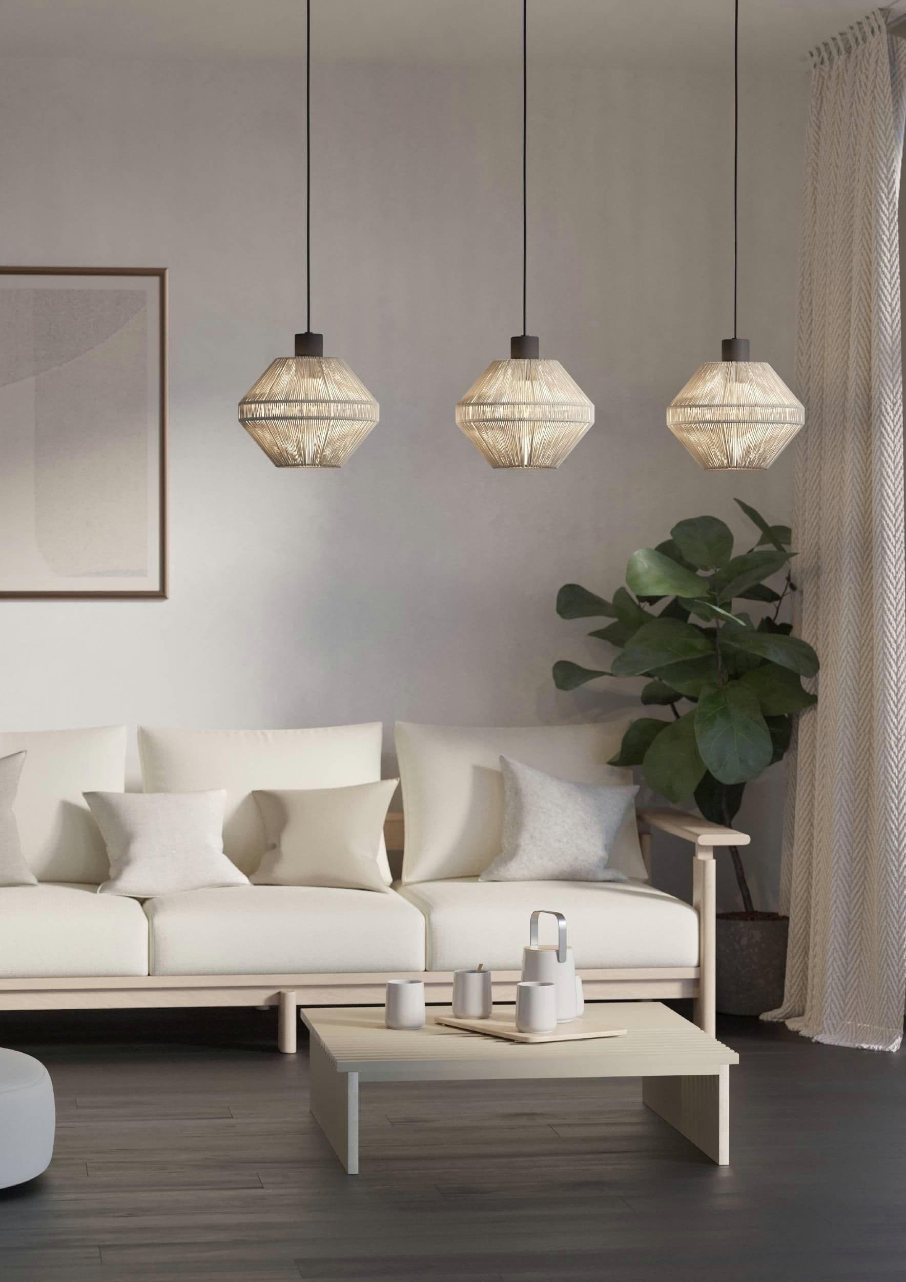 Midsumer Timeless Fabric Three Light Pendant