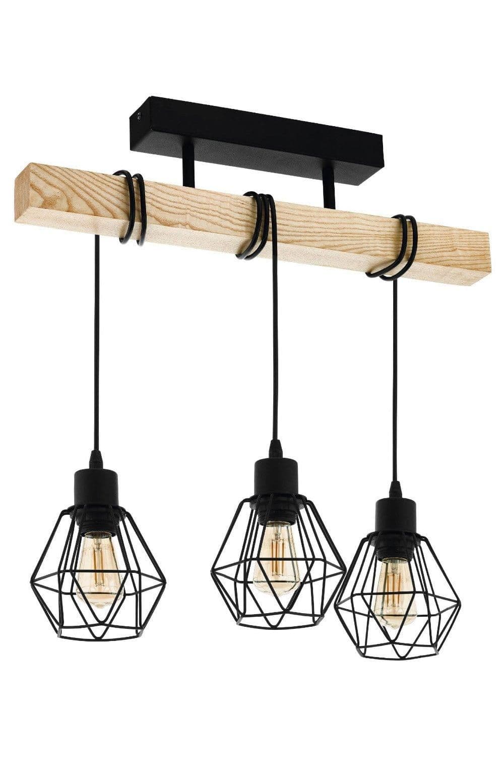 Townshend Wood Metal 3 Light Ceiling Pendant