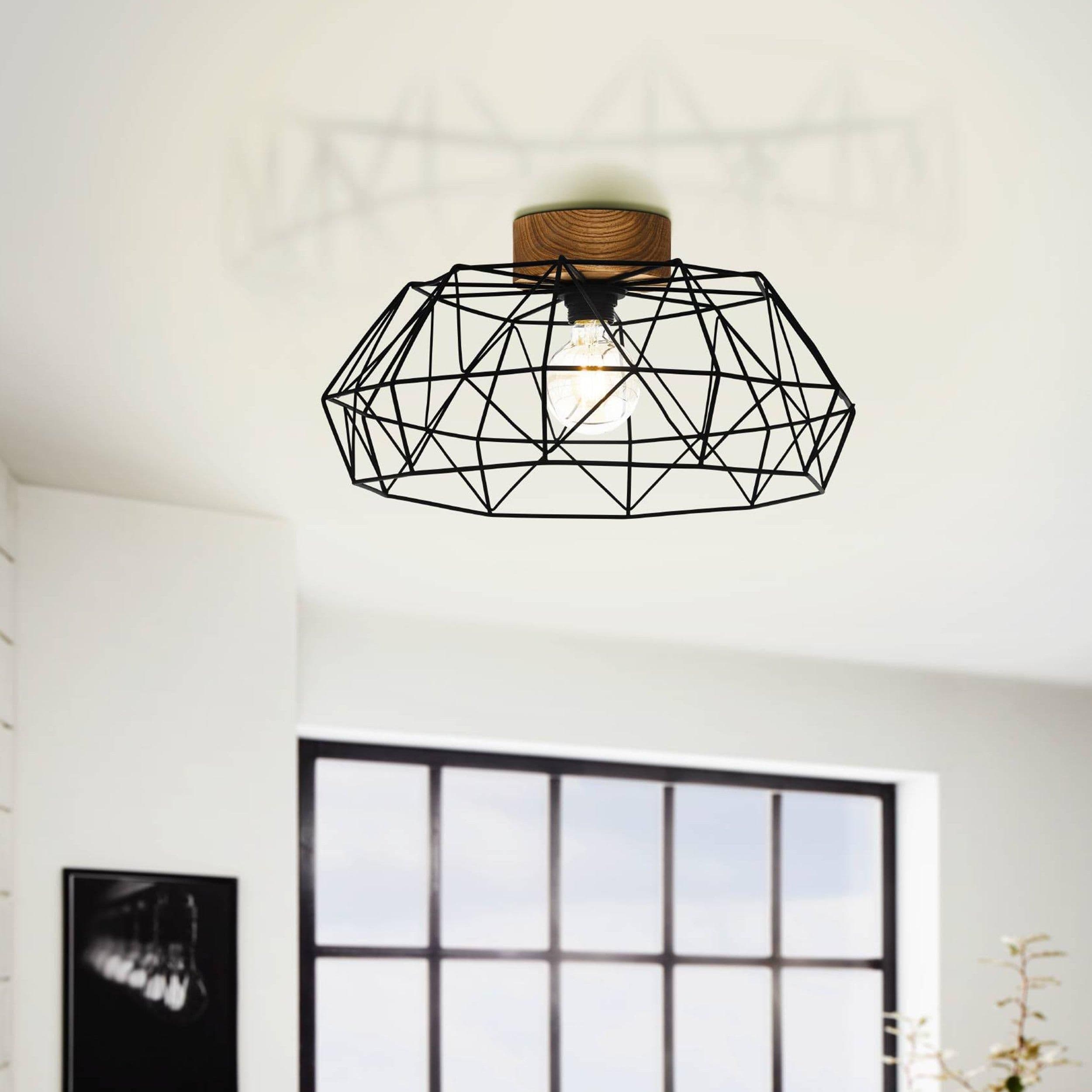 Padstow Natural Metal Wood Ceiling Light 45.5cm