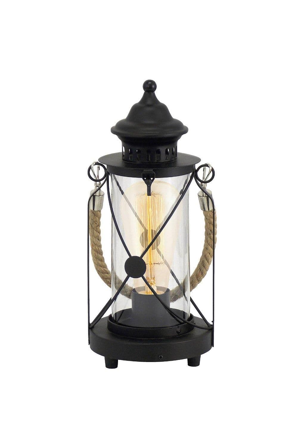 Bradford Clear Glass Metal Lantern Table Lamp
