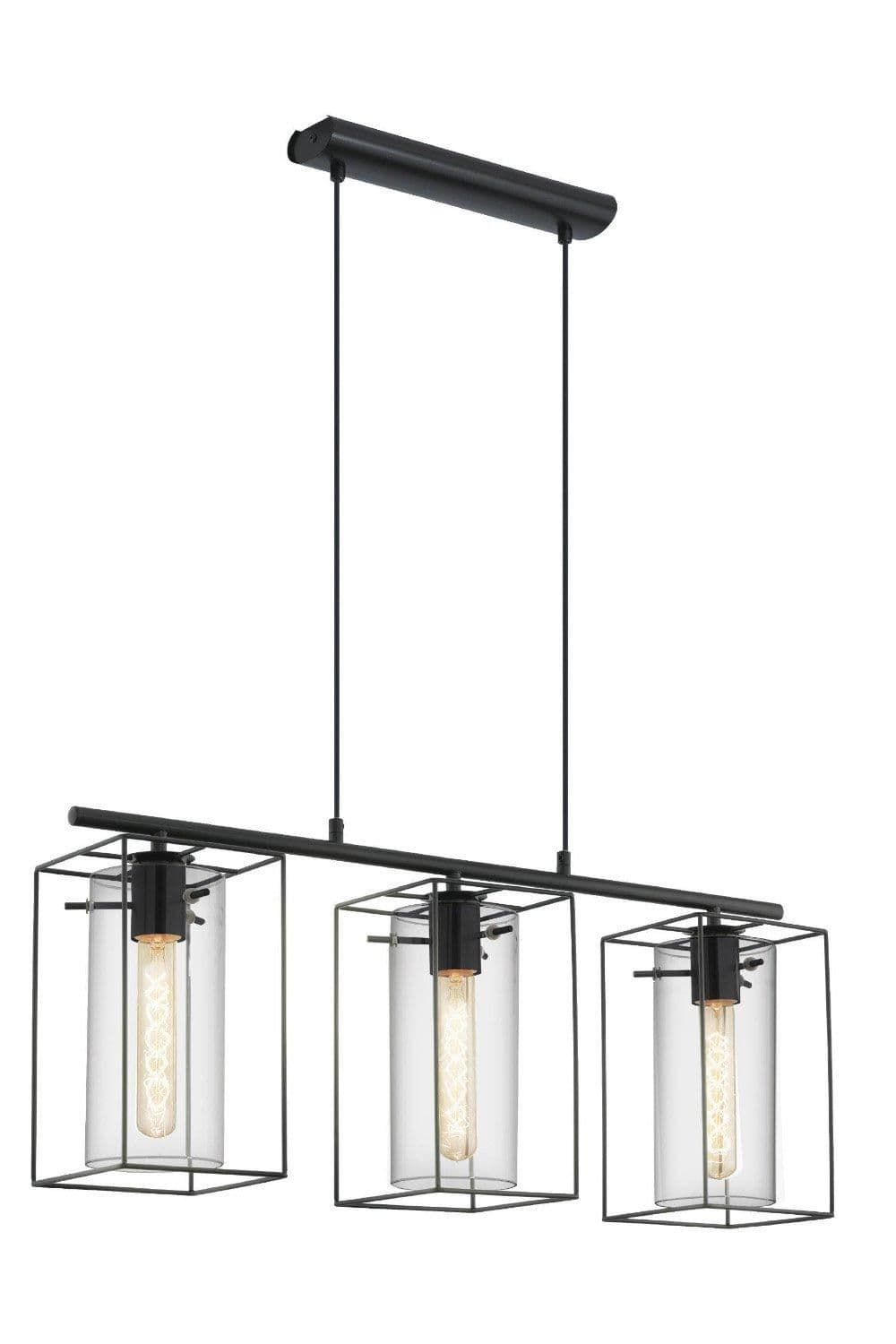 Loncino Glass Metal 3 Light Ceiling Fitting