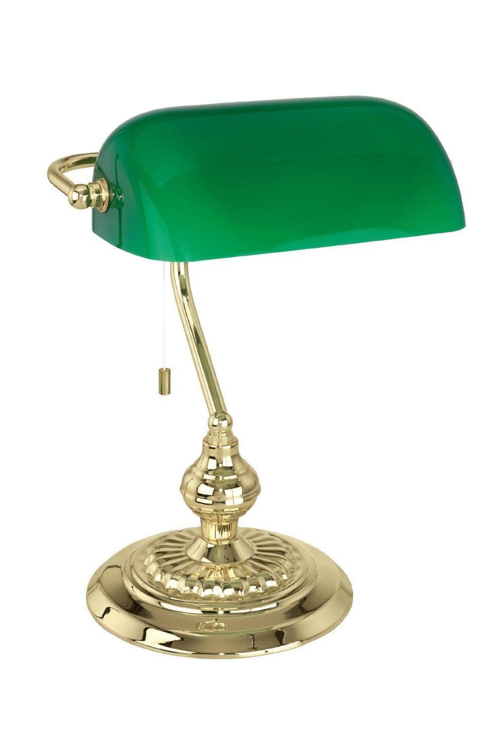 Banker Brass Metal Glass Bankers Table Lamp
