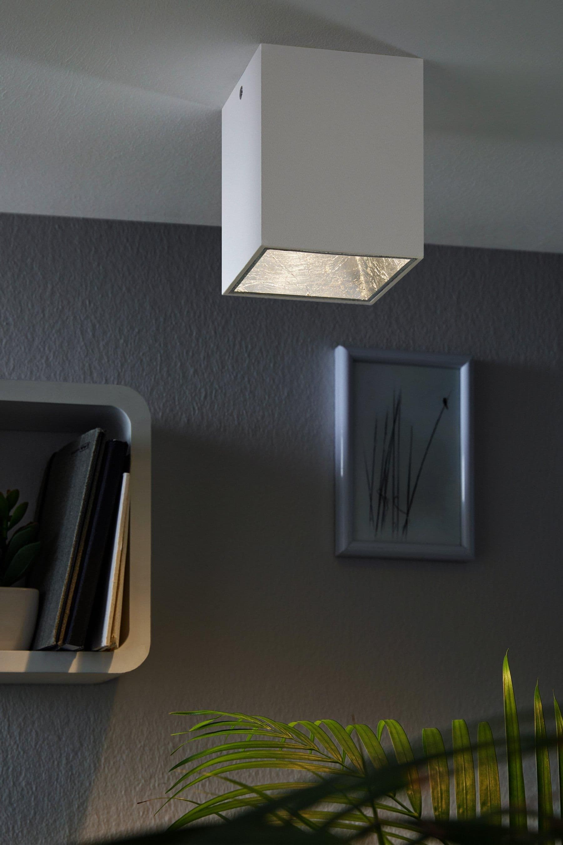 Polasso Cuboid White Silver LED Ceiling Light